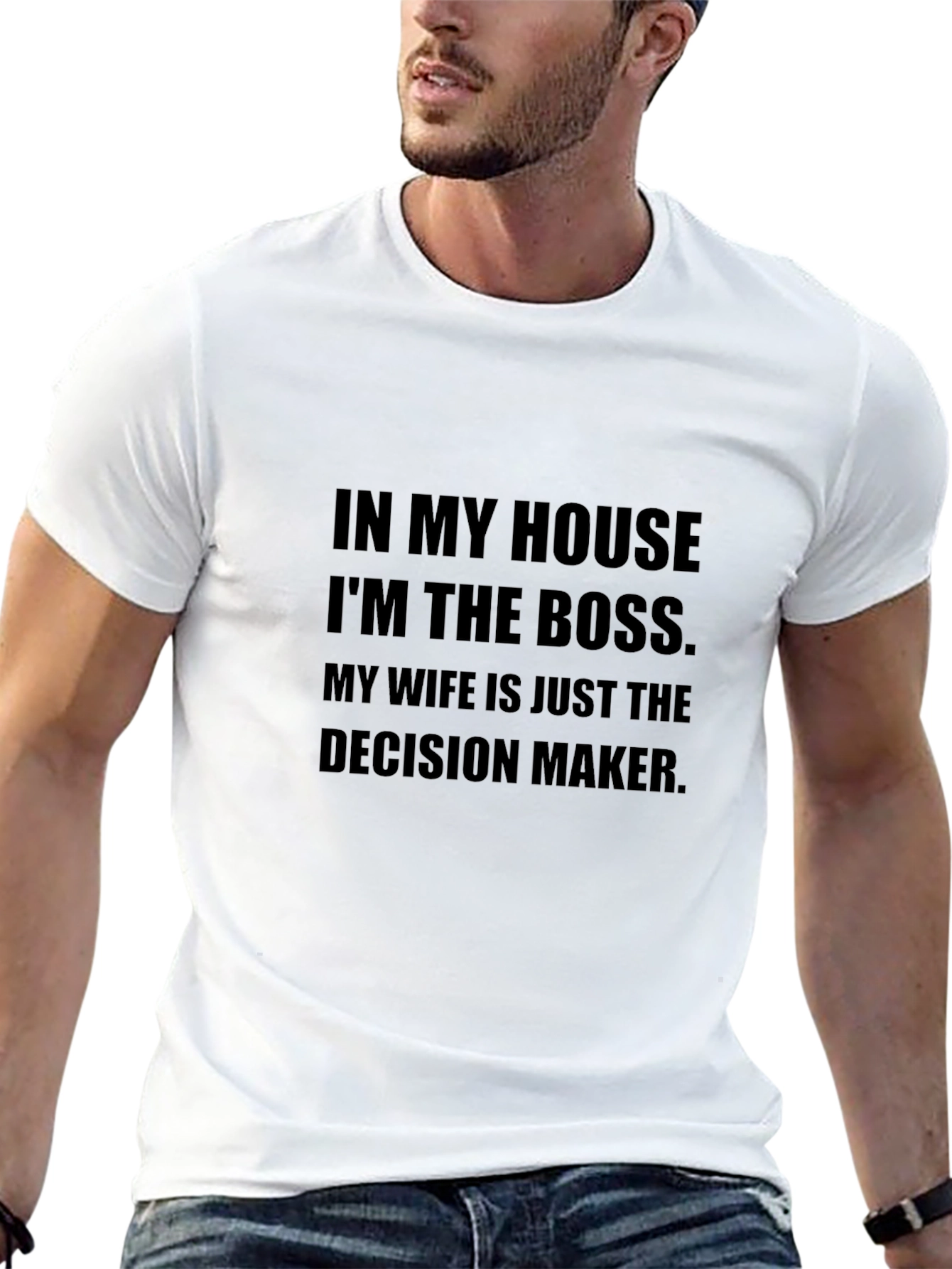 Black Humorous "In My House I'm The Boss" Graphic T-Shirt view 13