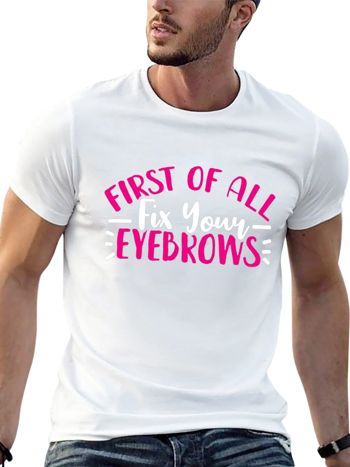 Black Fix Your Eyebrows T-Shirt - Funny Graphic Tee view 13