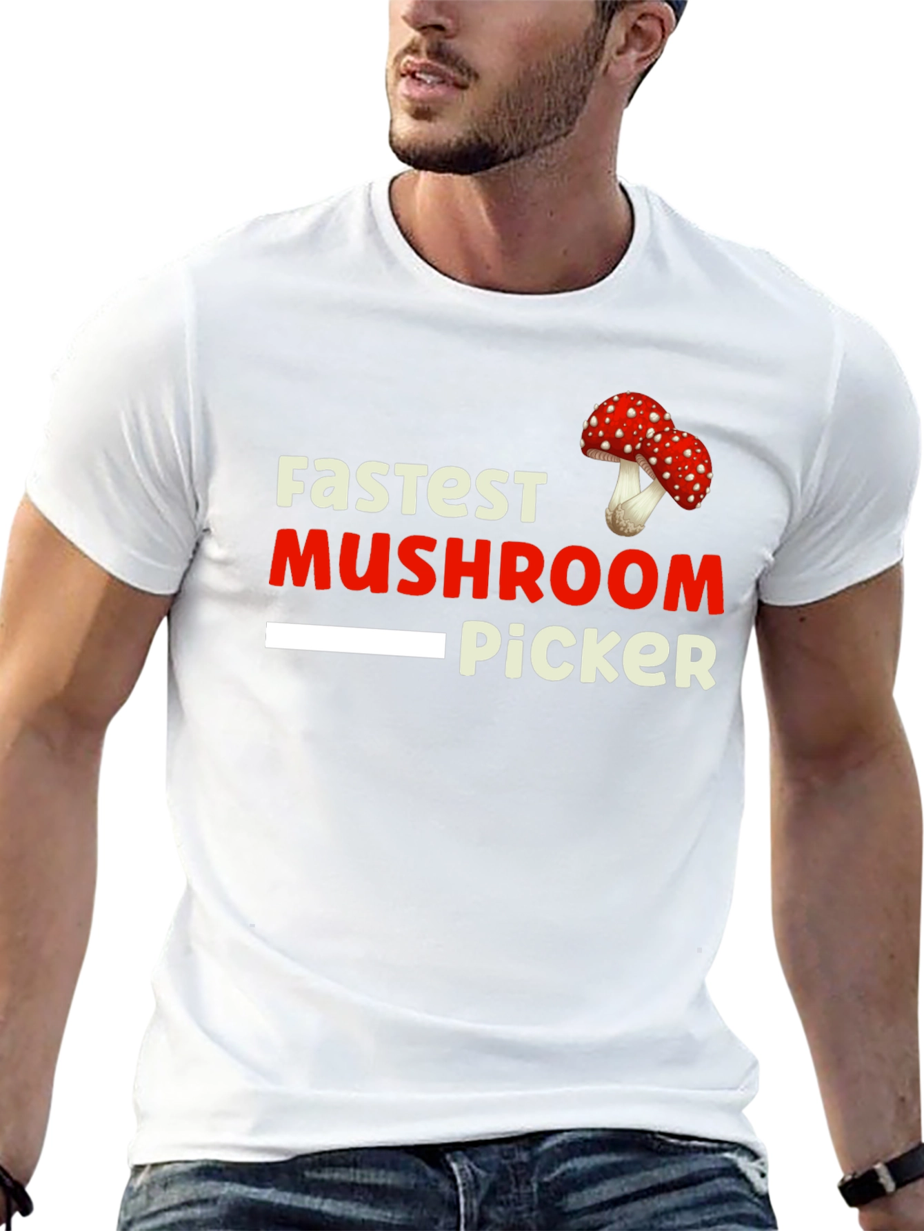 Black Fastest Mushroom Picker Graphic Tee view 13