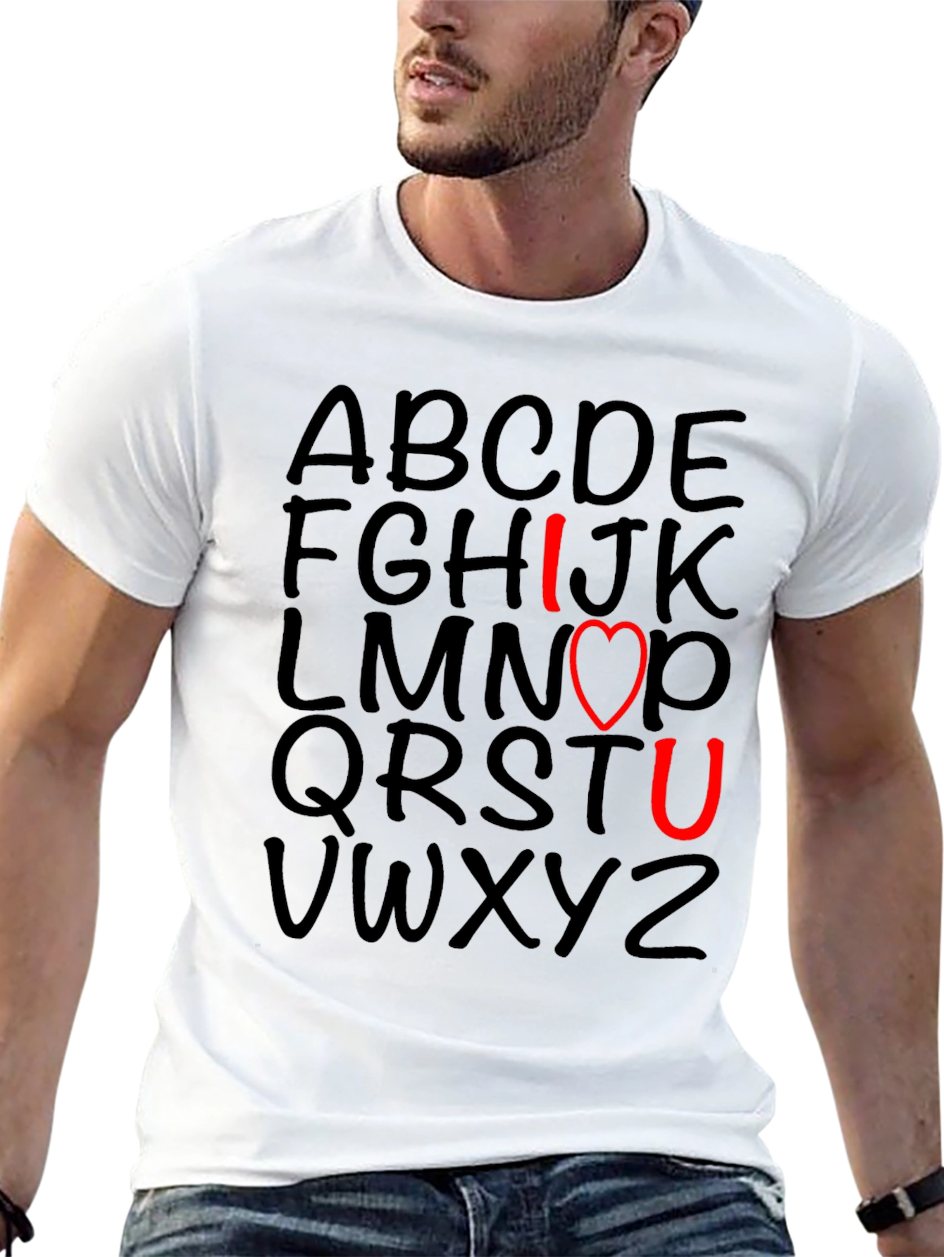 Black I Love You T-Shirt with Alphabet Design view 13