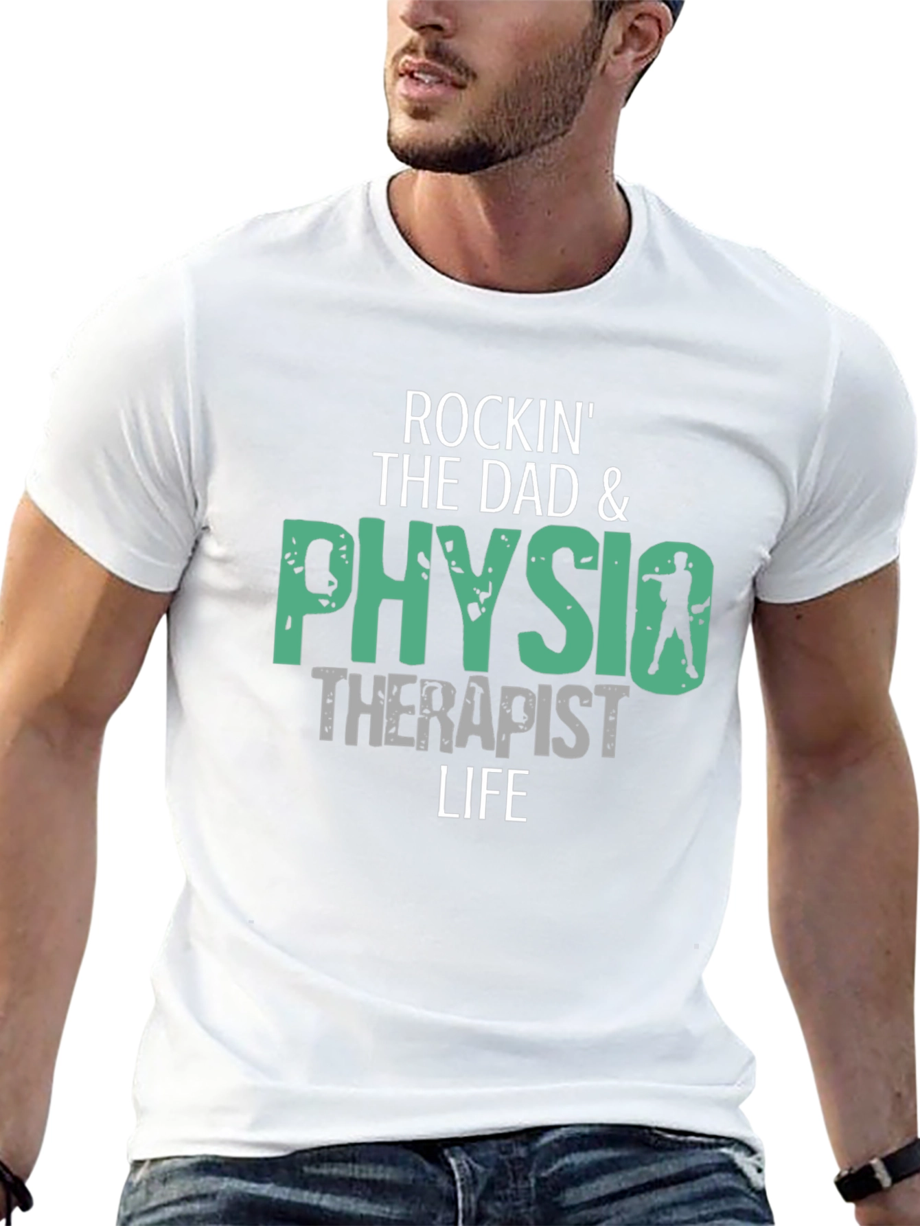 Black Rockin' Dad & Physical Therapist Life T-Shirt view 13
