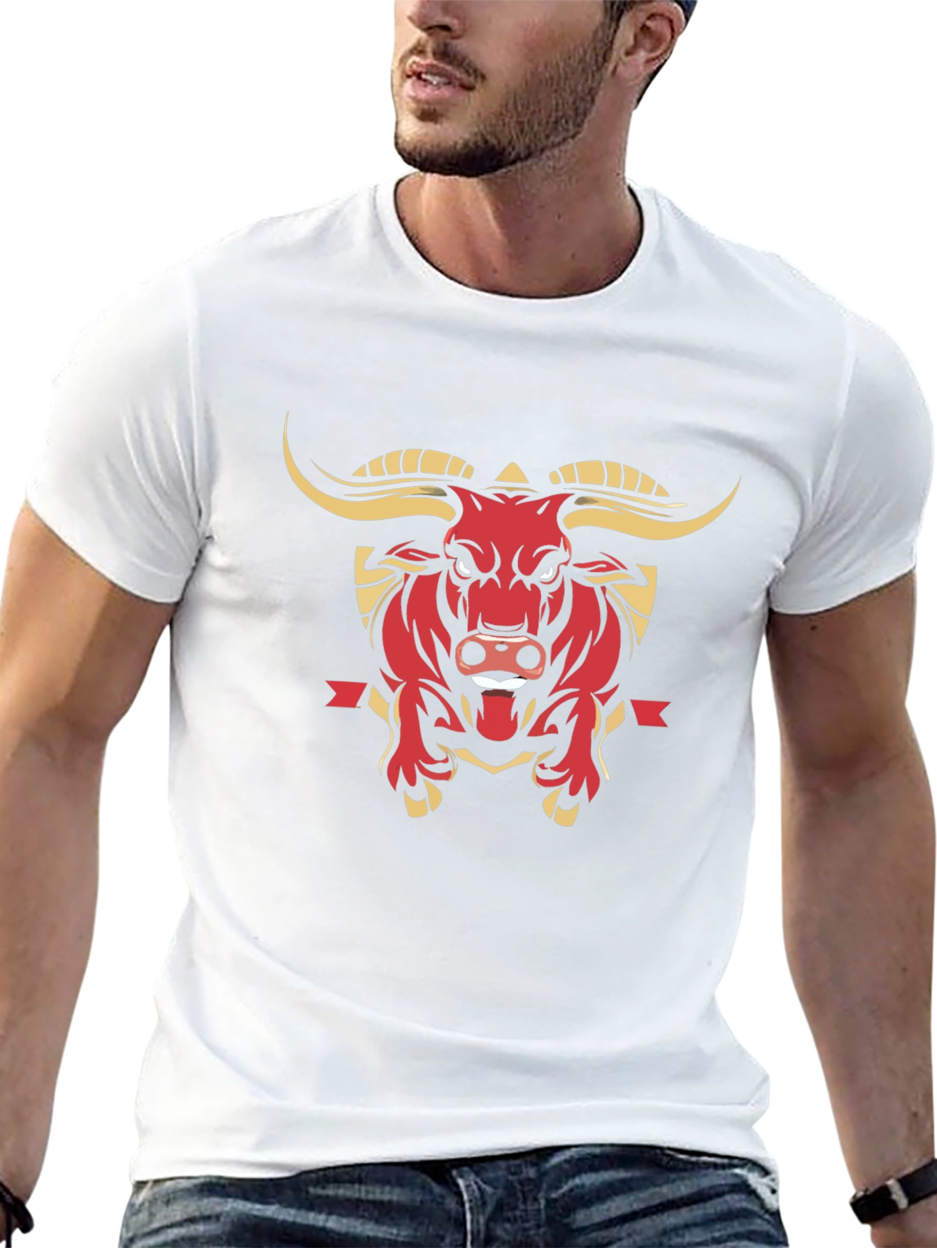 Black Bull Graphic Tee - Bold Black Cotton Blend view 13