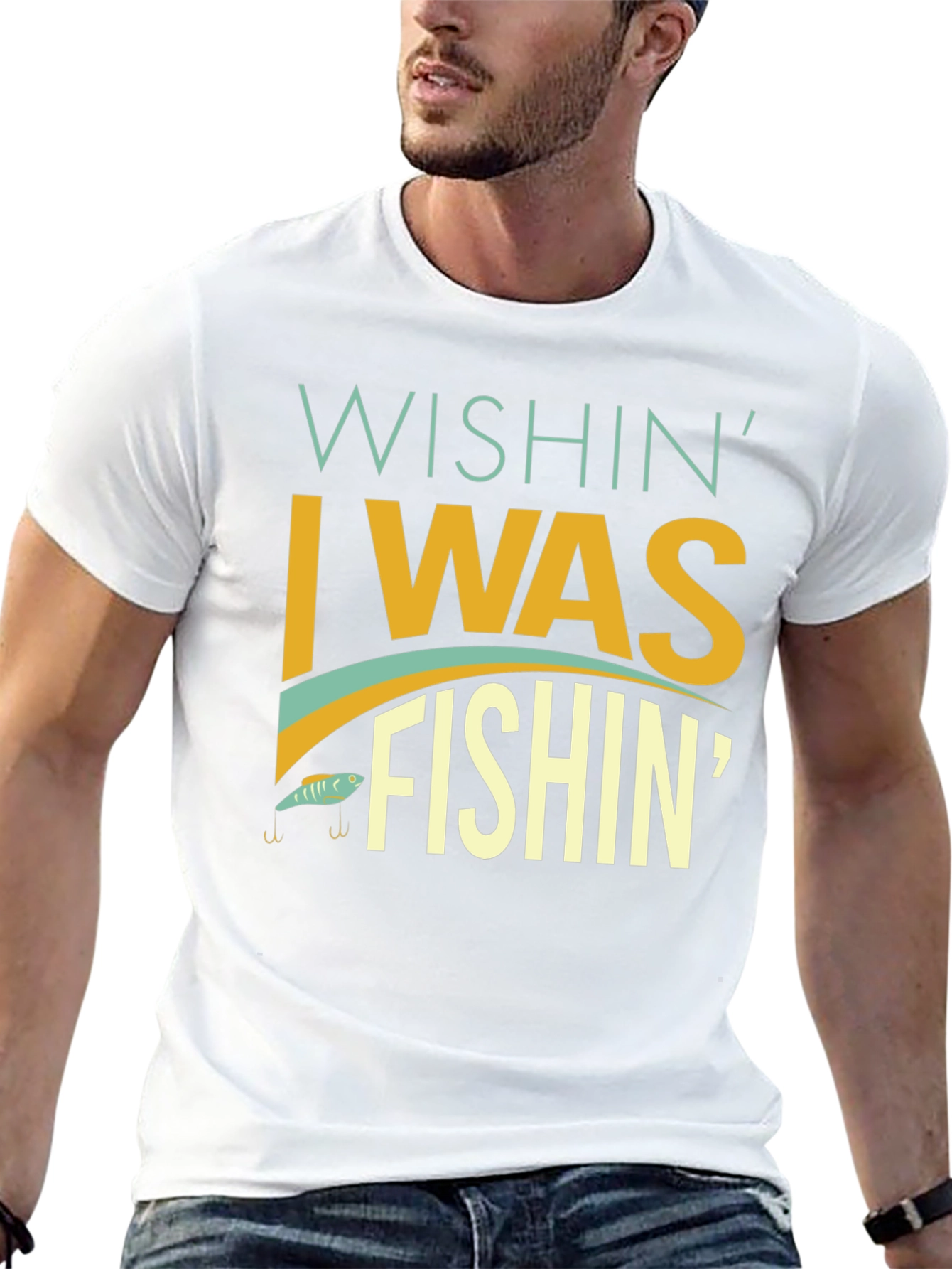 Black Wishin' I Was Fishin' T-Shirt - Angler Apparel view 13