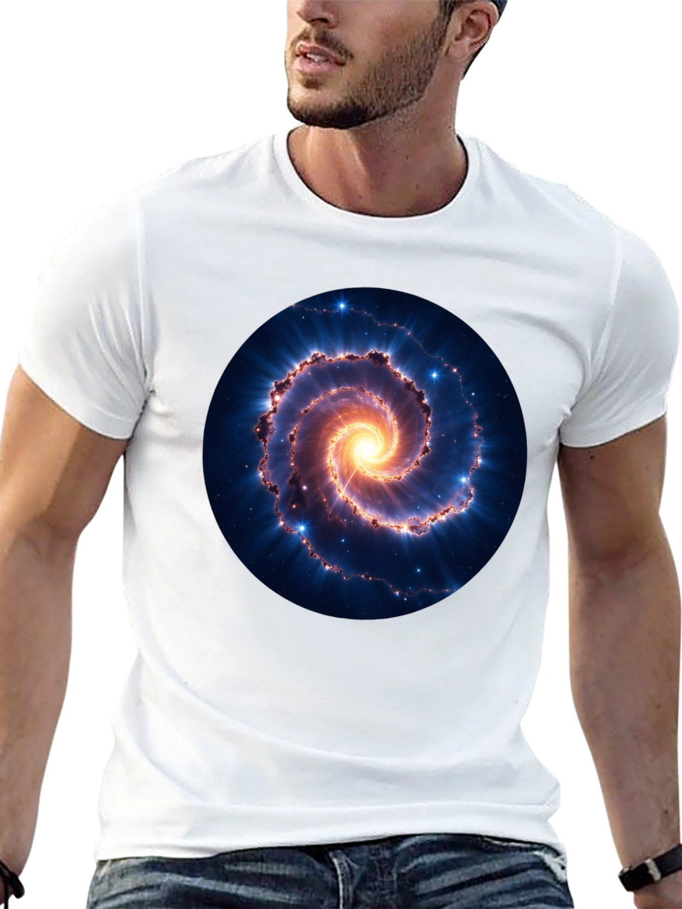 Black Spiral Galaxy Graphic Tee - Black Cotton Blend view 13