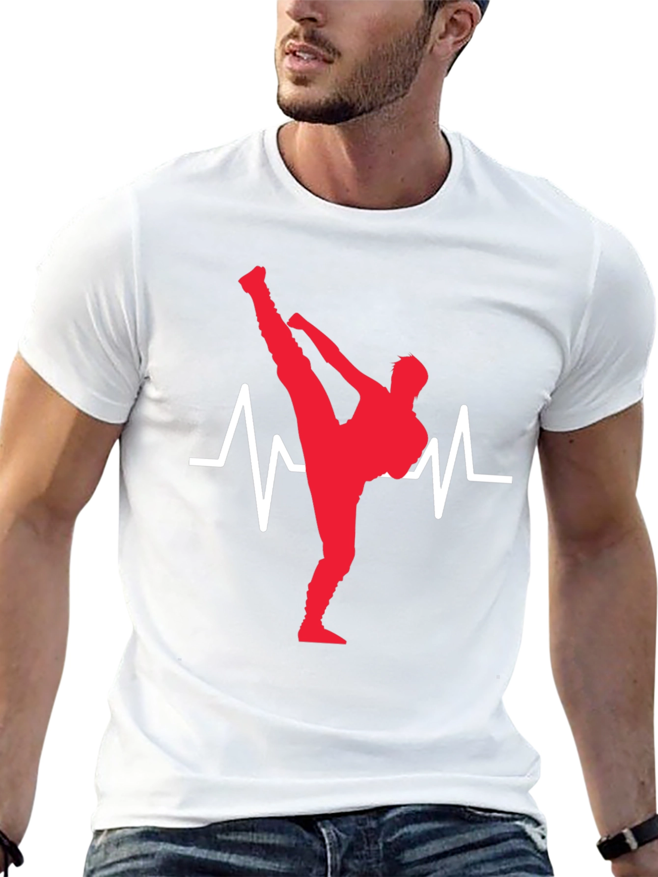 Black Martial Arts Heartbeat T-Shirt - Black view 13