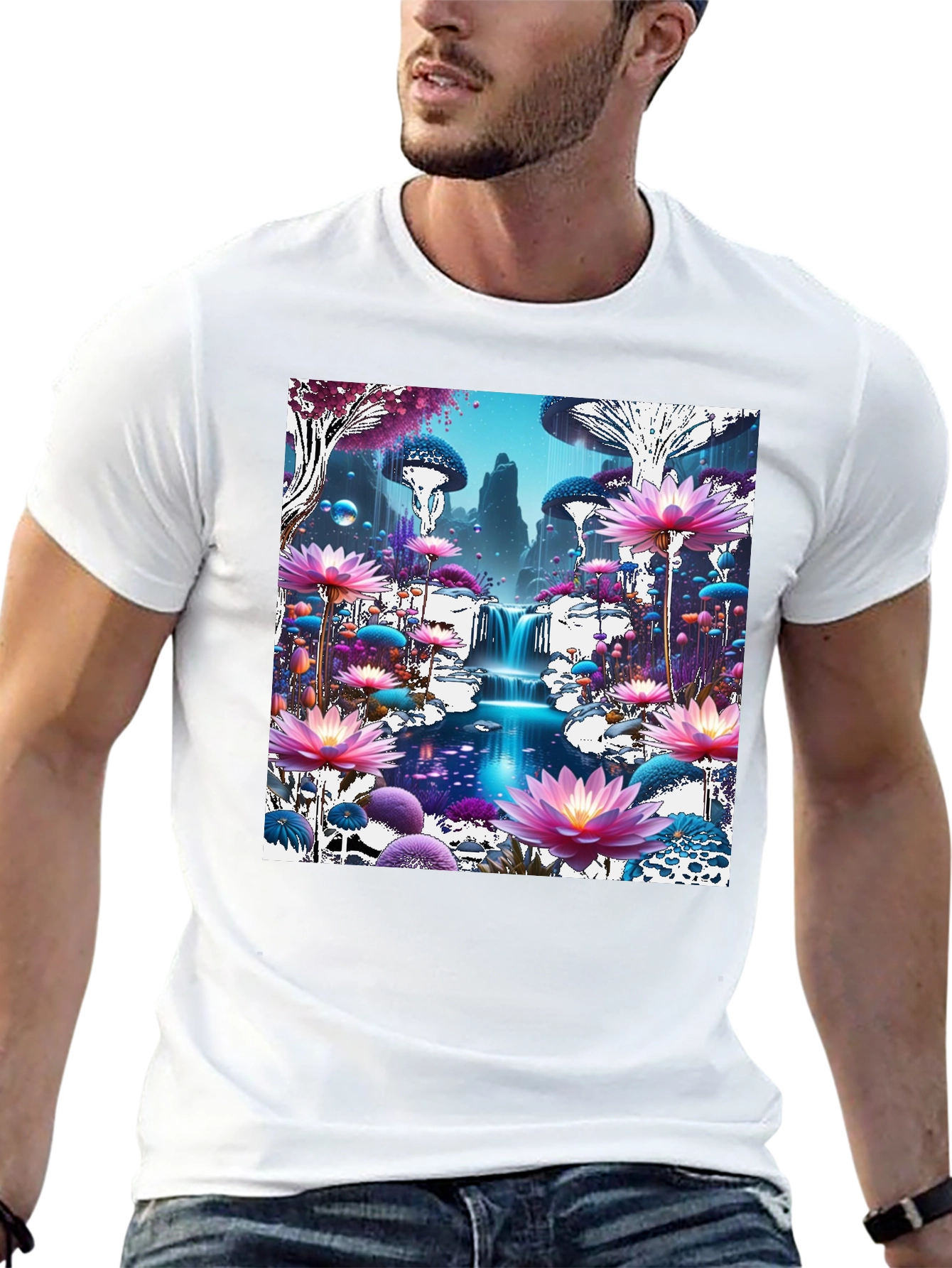 Black Mystical Mushroom Wonderland Graphic Tee view 13