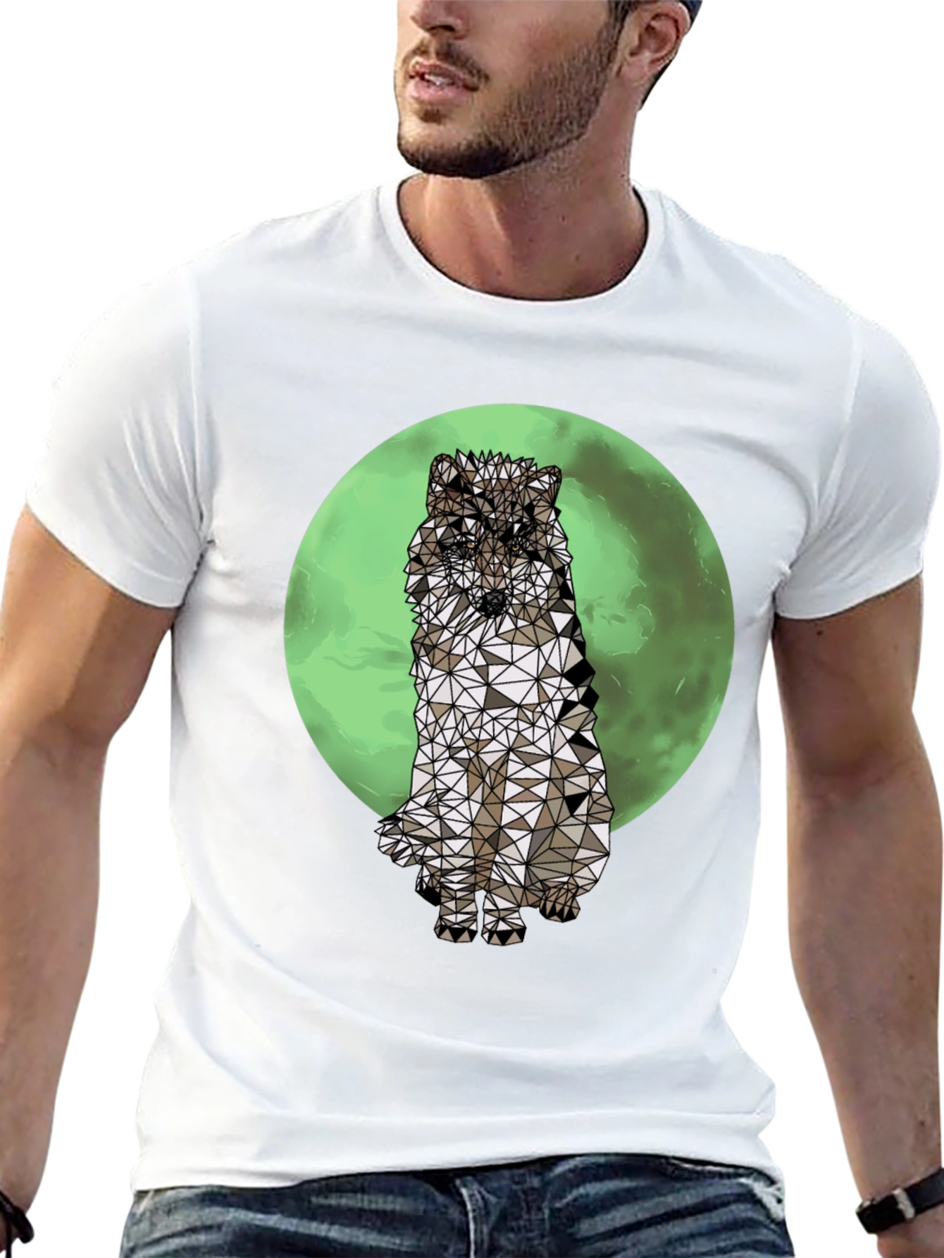 Black Geometric Wolf T-Shirt - Graphic Tee view 13