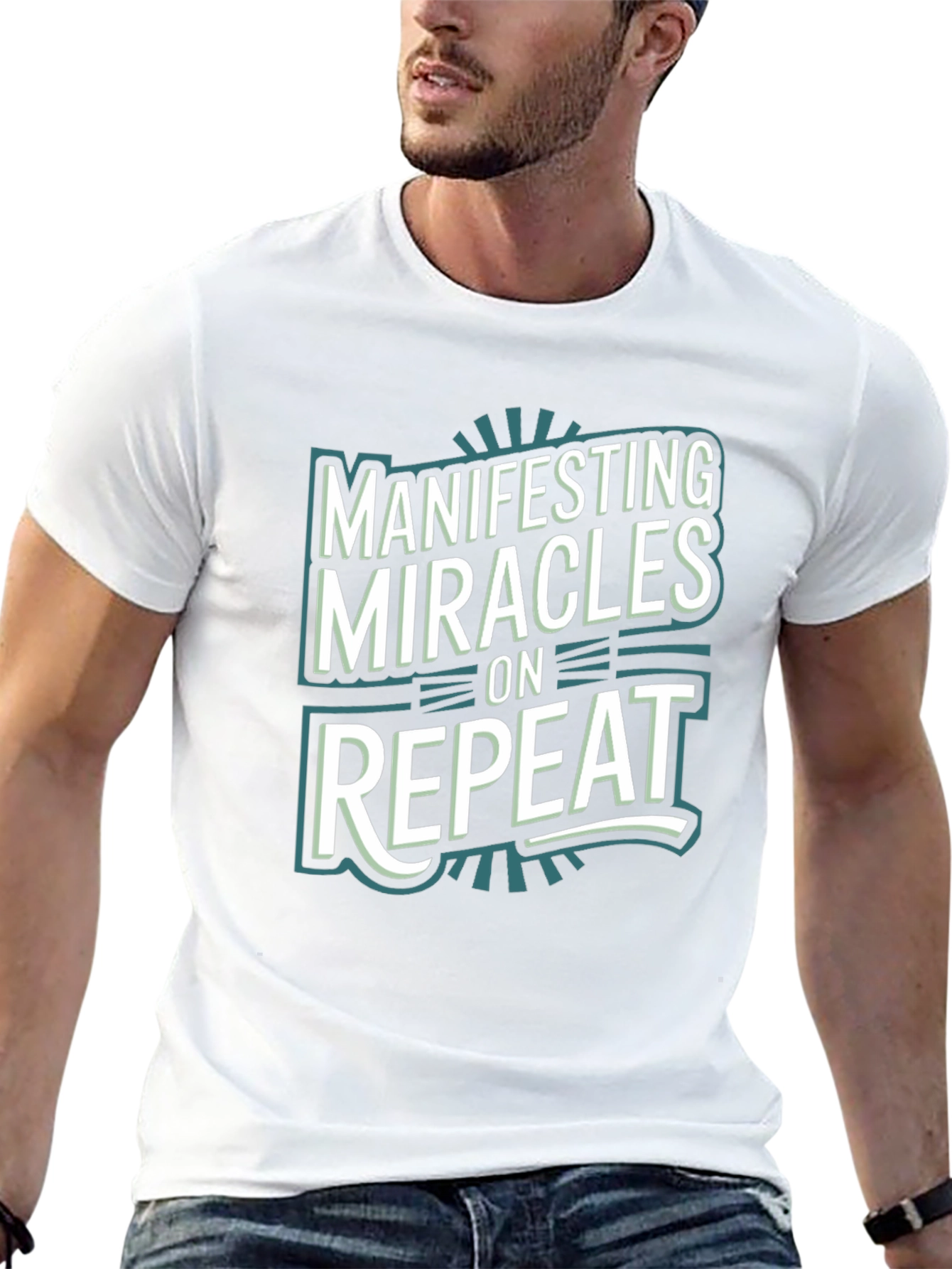 Black Manifesting Miracles On Repeat Black Graphic Tee view 13