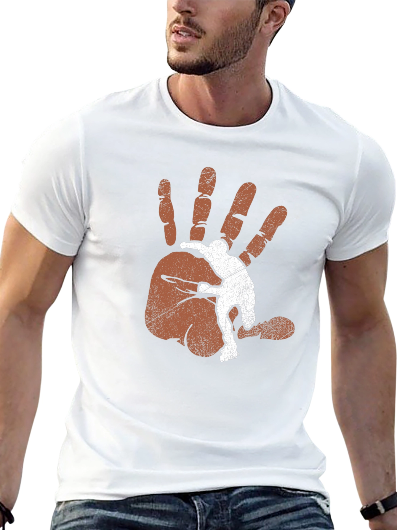 Black Man's Graphic Tee - Hand Print Design view 13