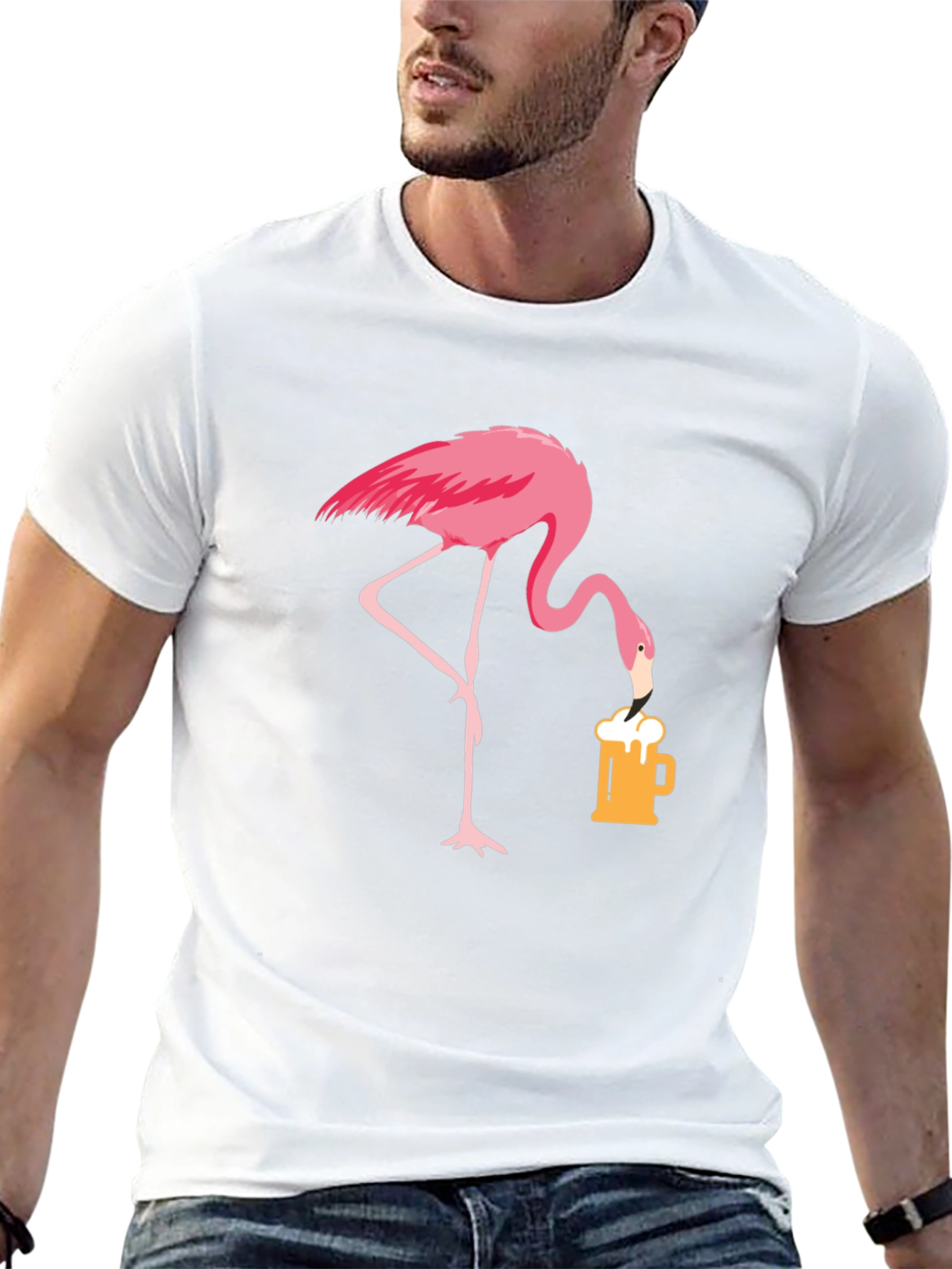 Black Flamingo Beer Lover T-Shirt - Casual Graphic Tee view 13