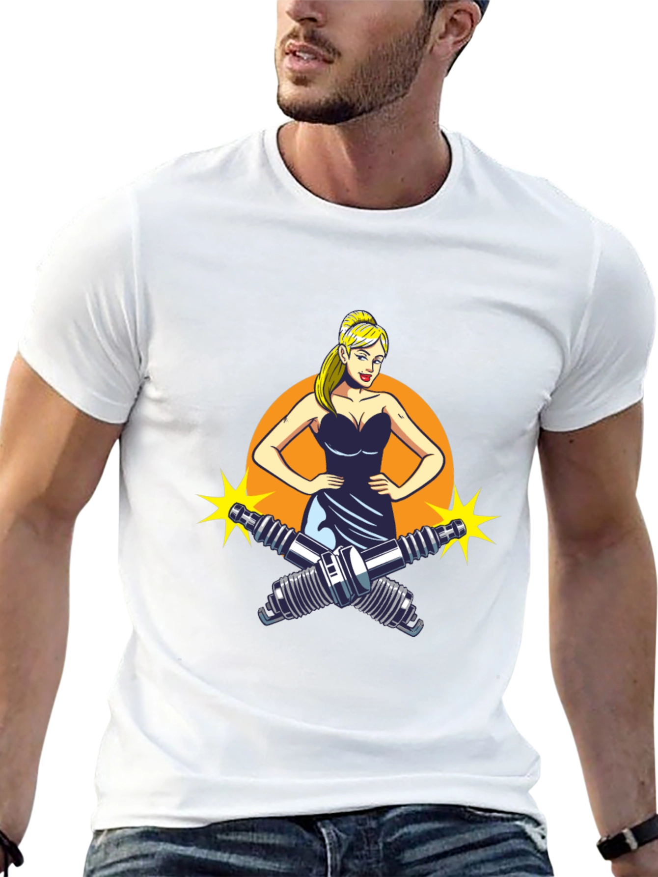 Black Cool Mechanic Girl T-Shirt view 13