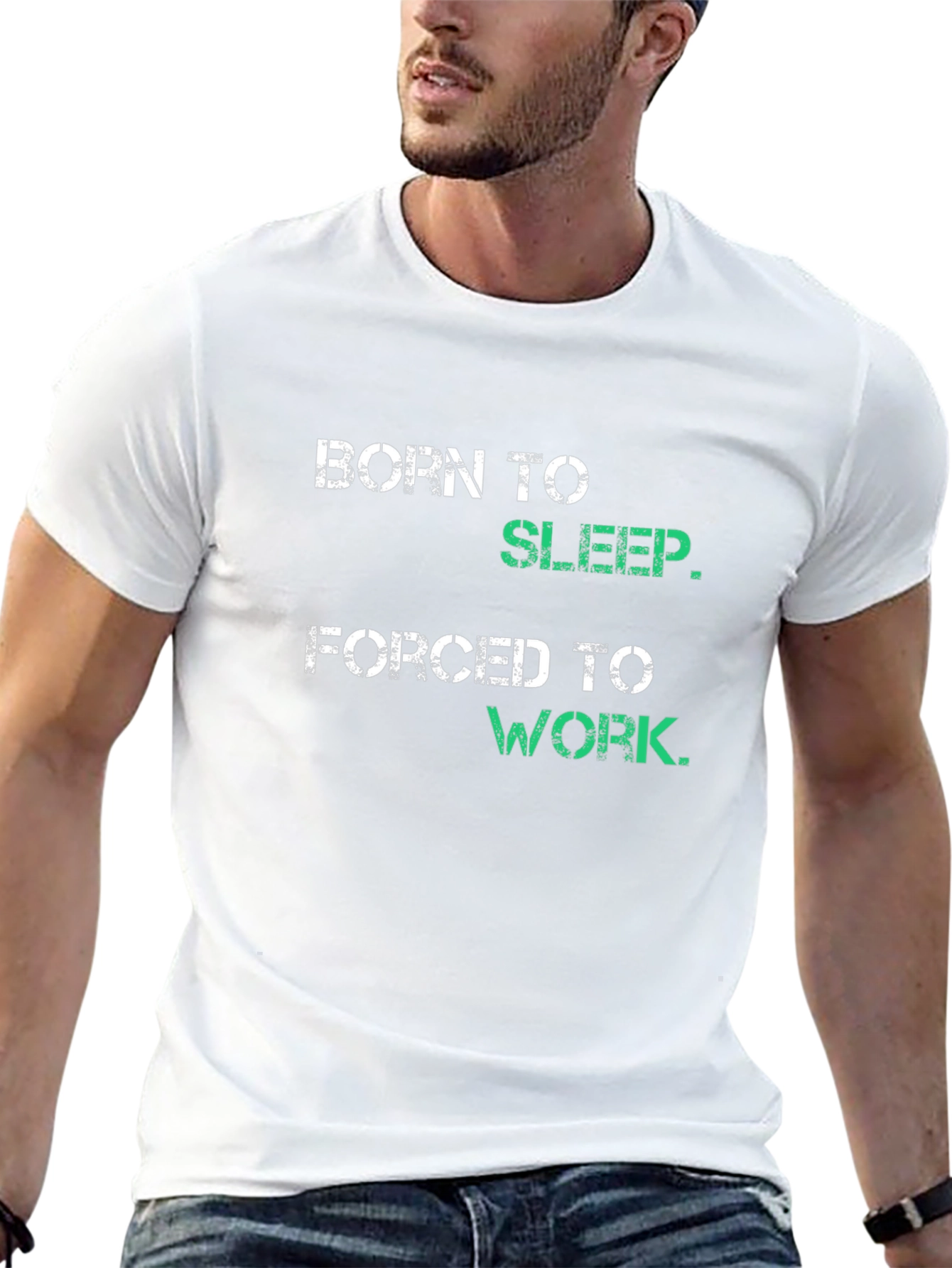 Black Born To Sleep T-Shirt - Funny Graphic Tee view 13