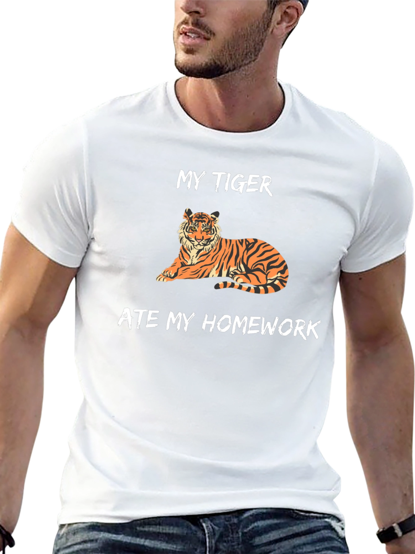 Black My Tiger Ate My Homework Funny T-Shirt view 13