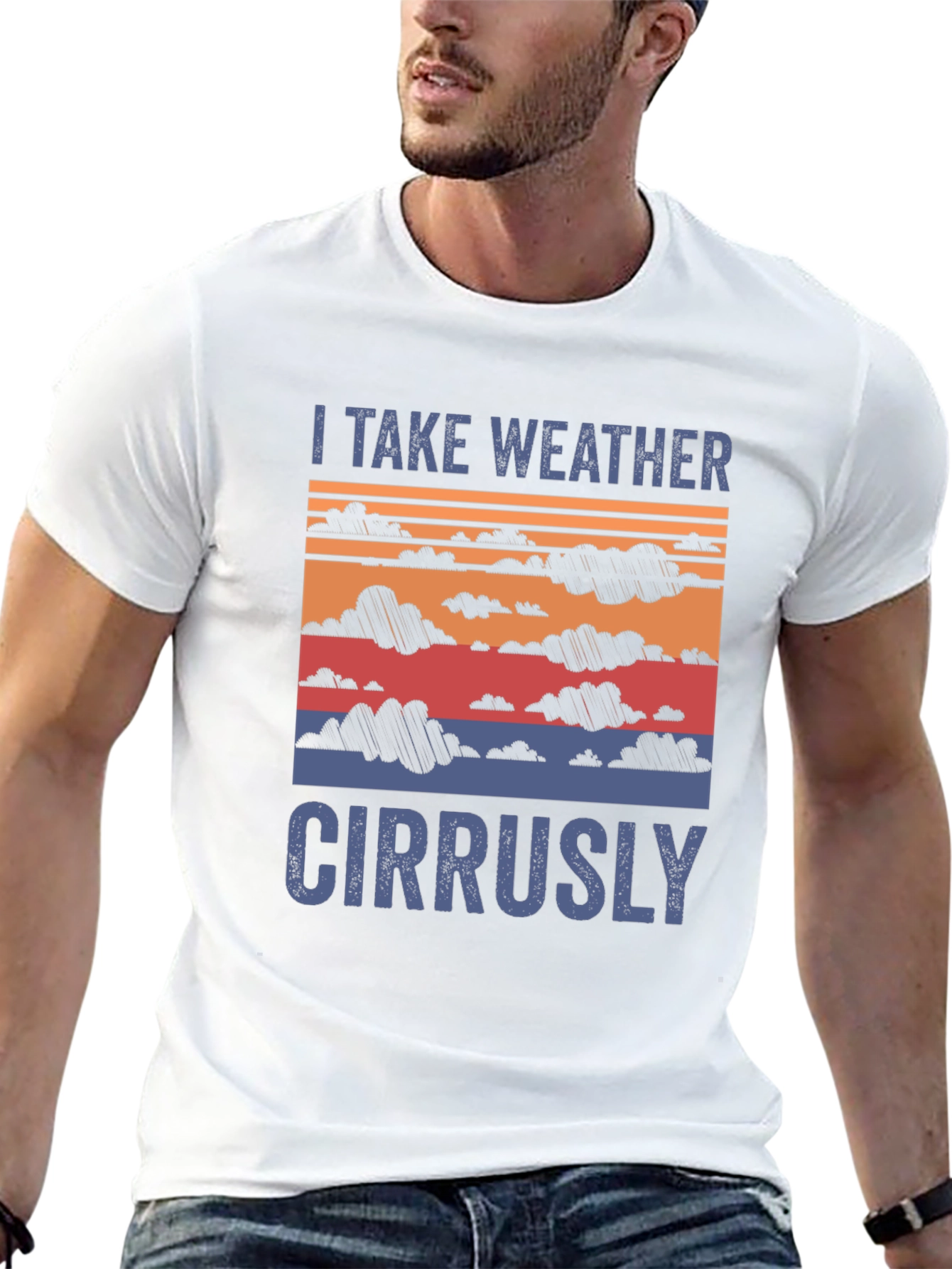 Black I Take Weather Cirrusly T-Shirt - Funny Weather Pun Tee view 13
