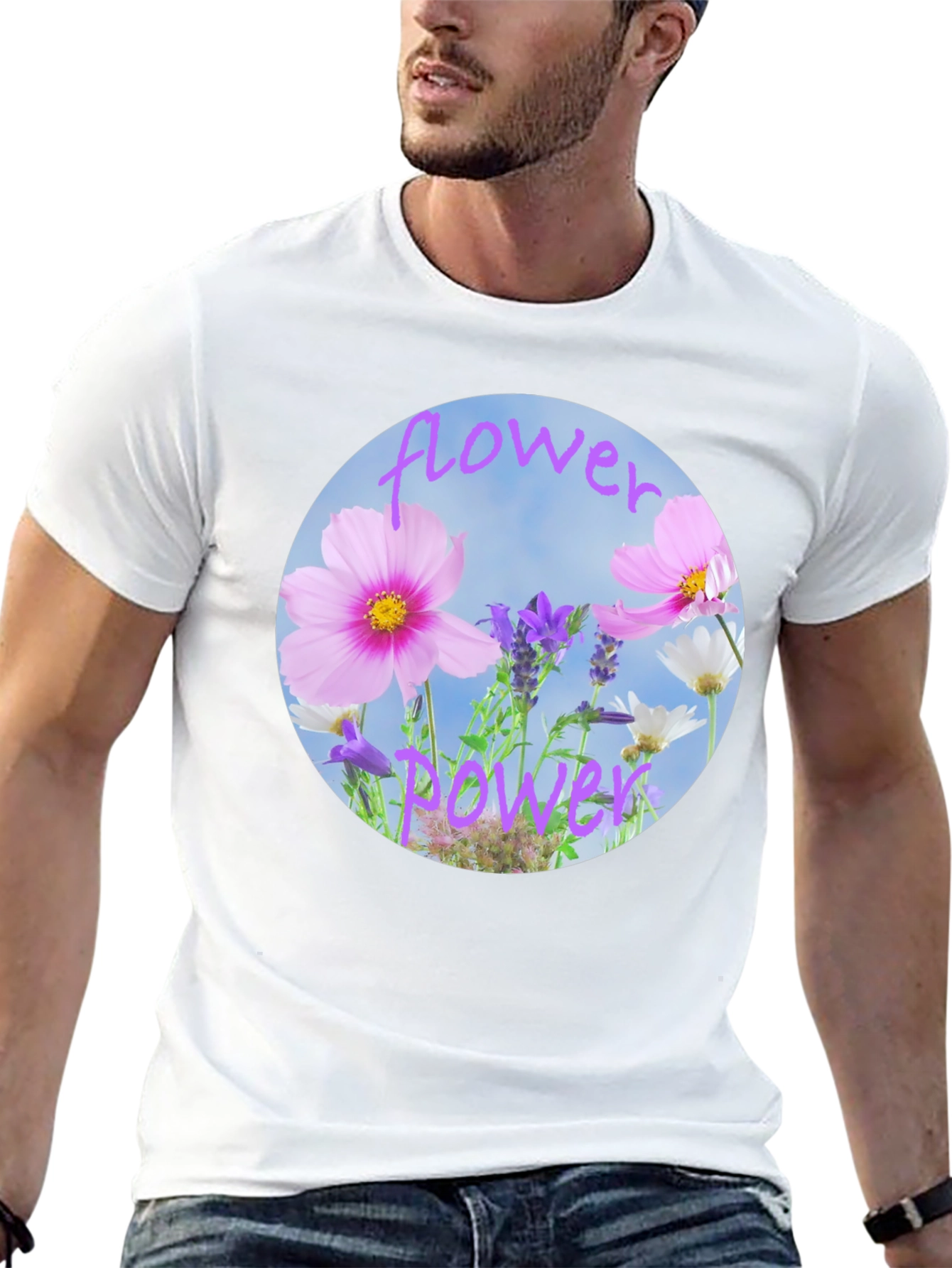 Flower Power Graphic Tee - Black Cotton T-Shirt - 13