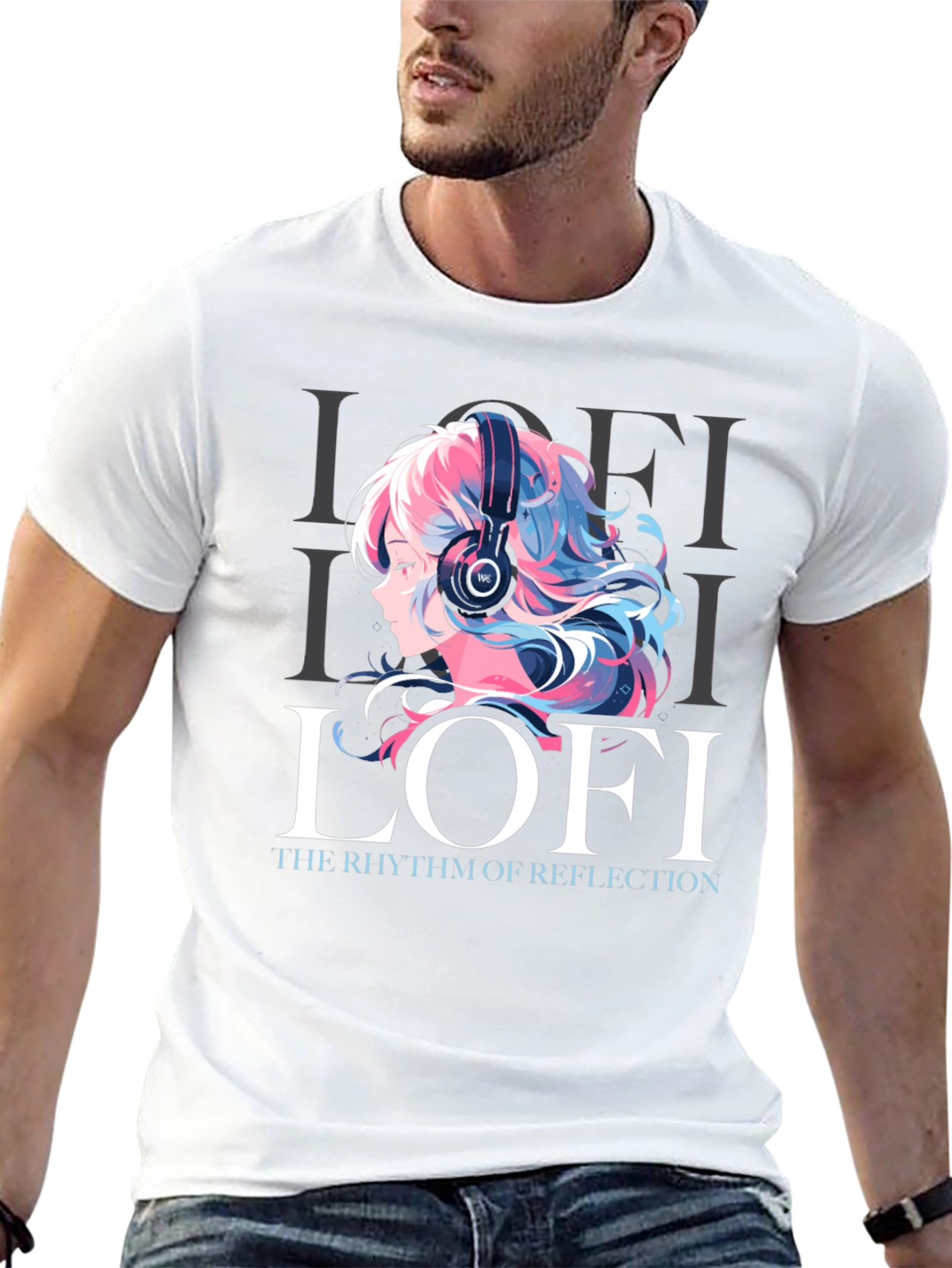 Black Lofi Anime Girl Graphic Tee - Comfortable Unisex T-Shirt view 13