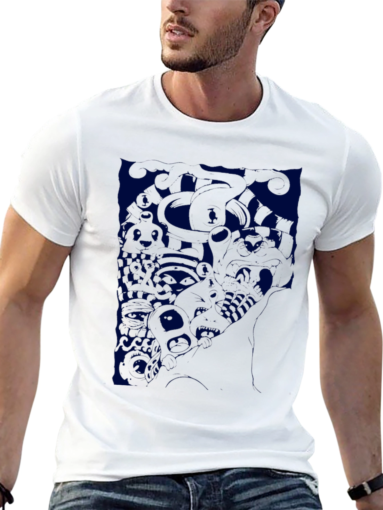 Abstract Graphic Print Black T-Shirt - 13