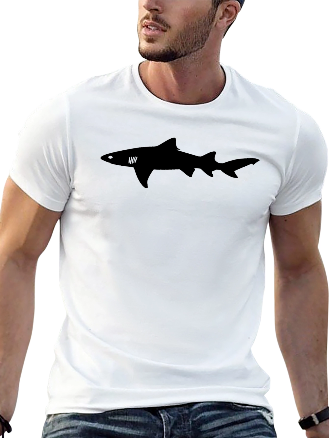 Black Black Shark Graphic Tee - Men's Casual Shirt view 13