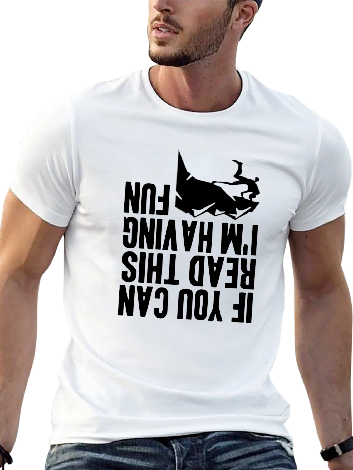 Black Funny Upside Down Graphic Tee - If You Can Read This T-Shirt view 13