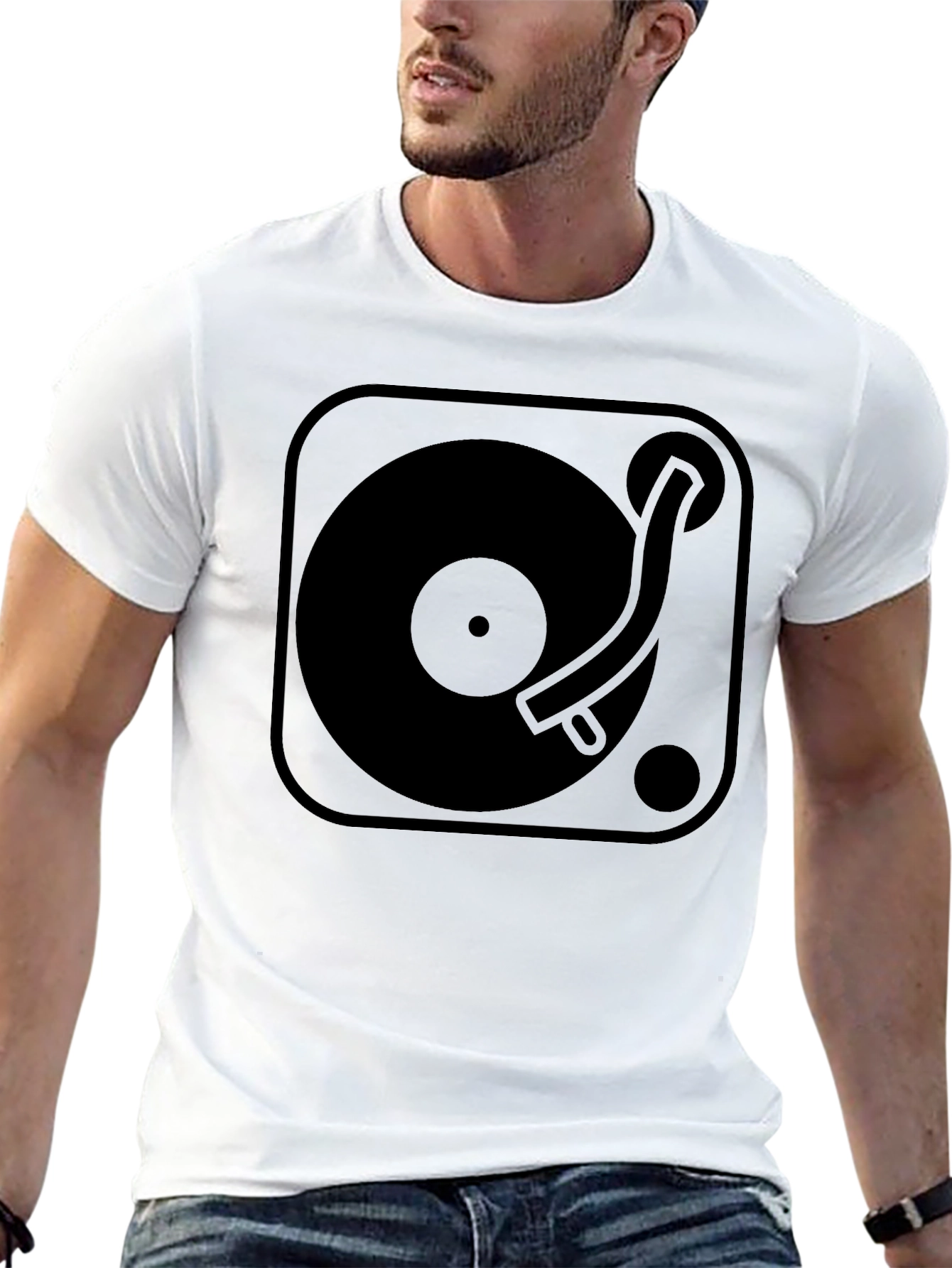 Black Turntable Graphic Tee - Vintage DJ T-Shirt view 13