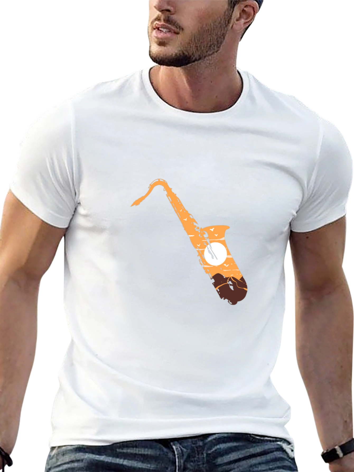 Black Saxophone Sunset Graphic T-Shirt - Stylish Music Lover Tee view 13