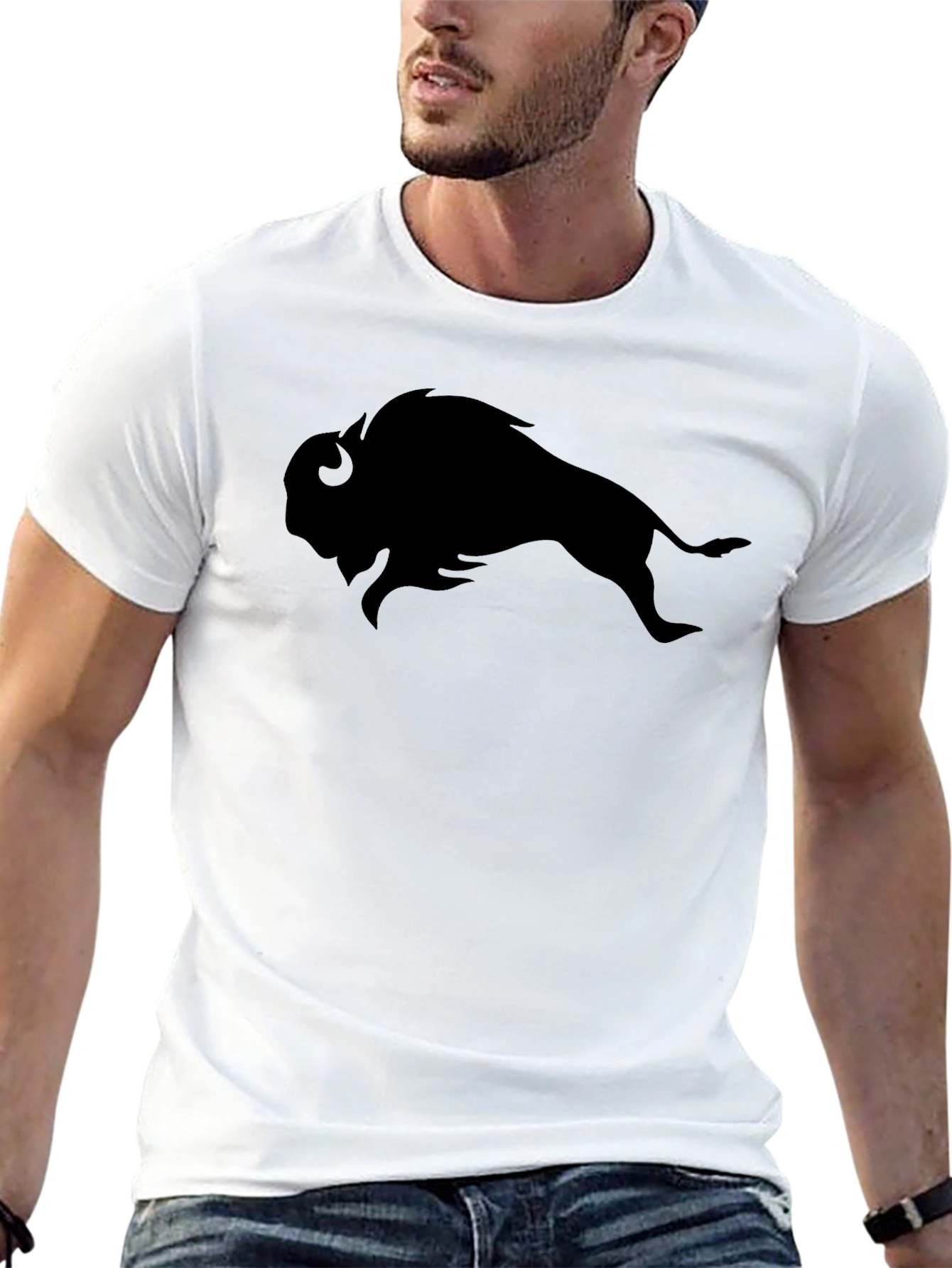 Black Buffalo Silhouette Black T-Shirt - Stylish Graphic Tee view 13