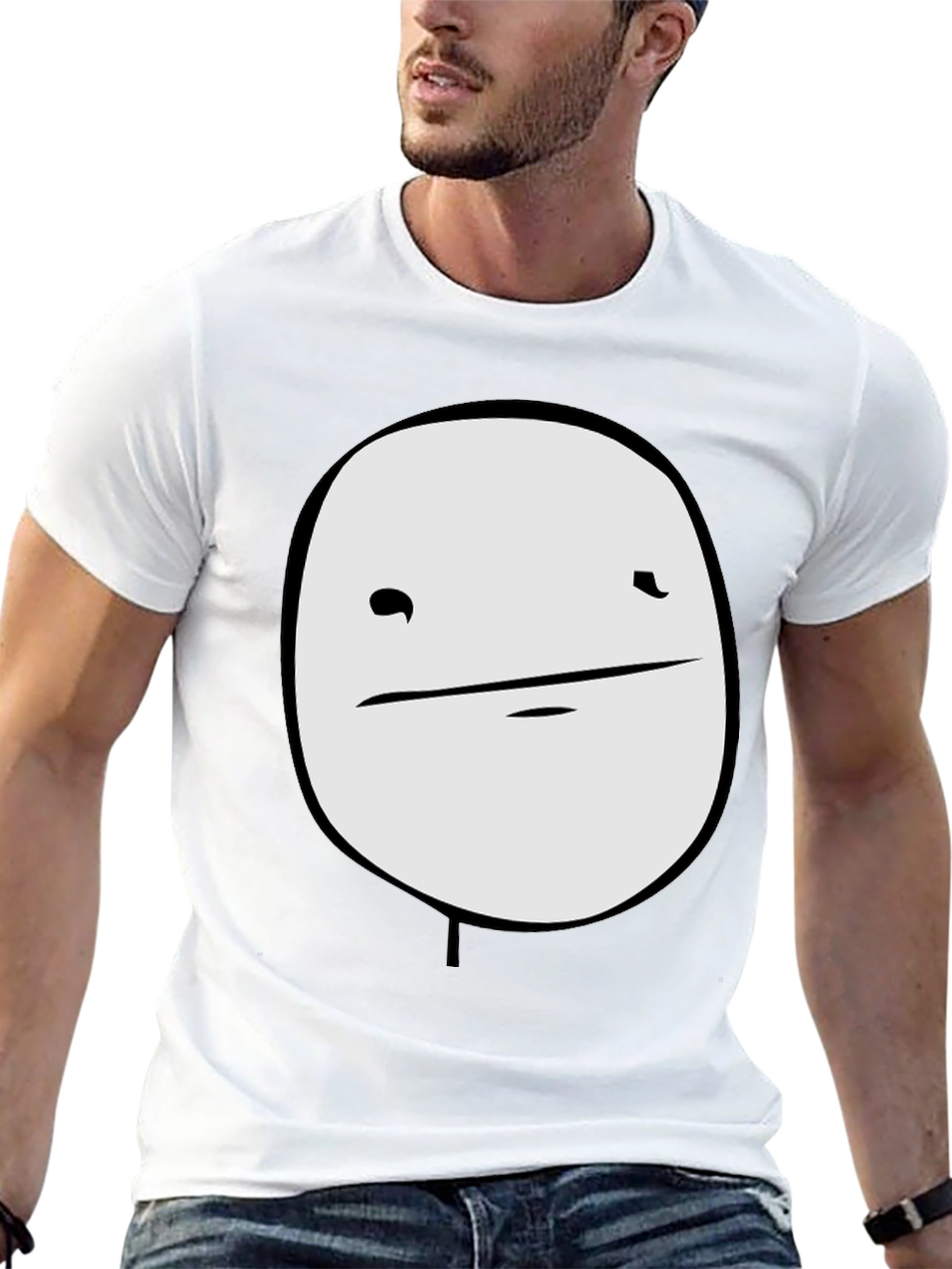 Black Men's Black Graphic T-Shirt - Meme Face Design view 13