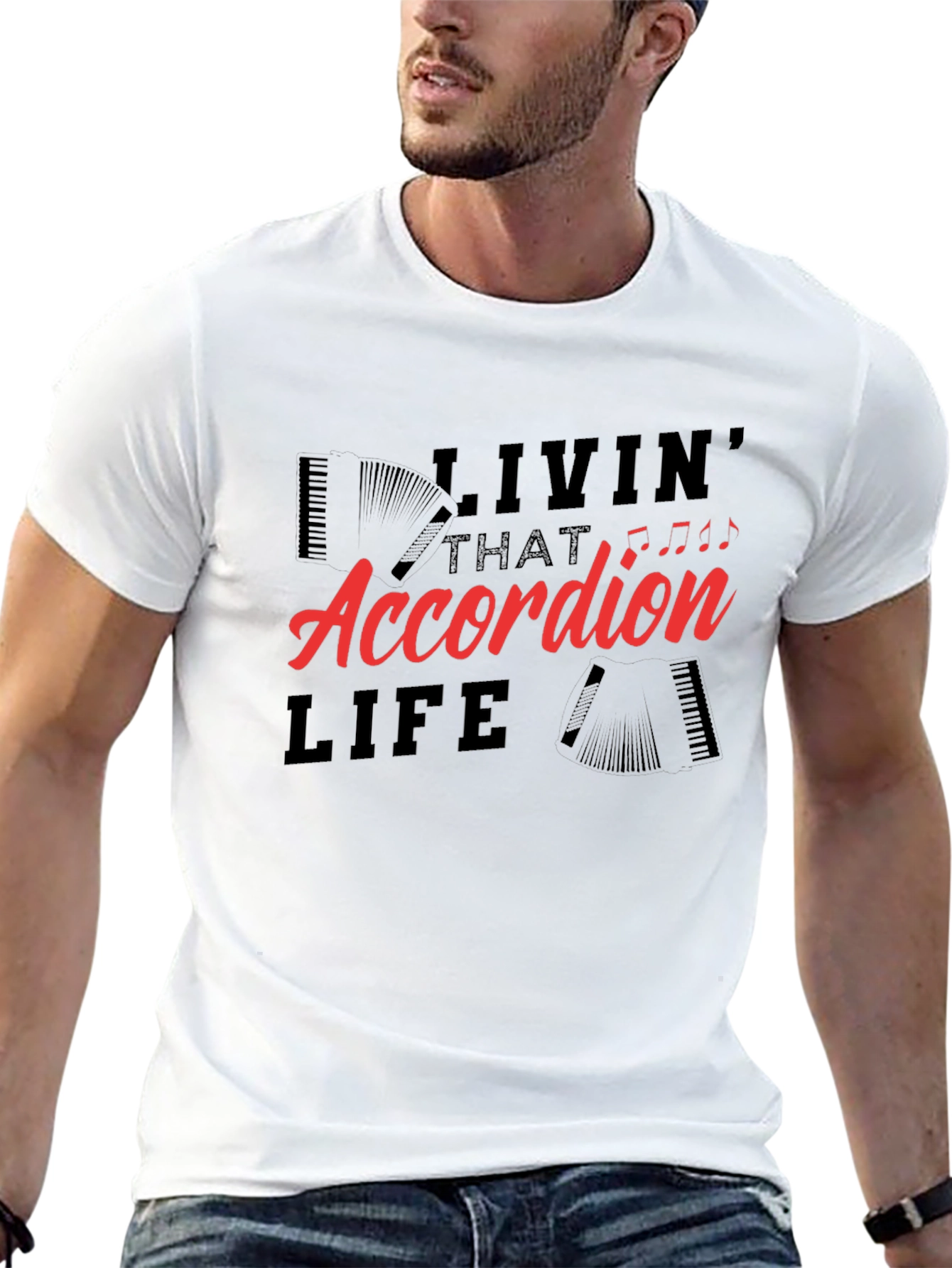 Black Accordion Life T-Shirt - Musician Tee view 13
