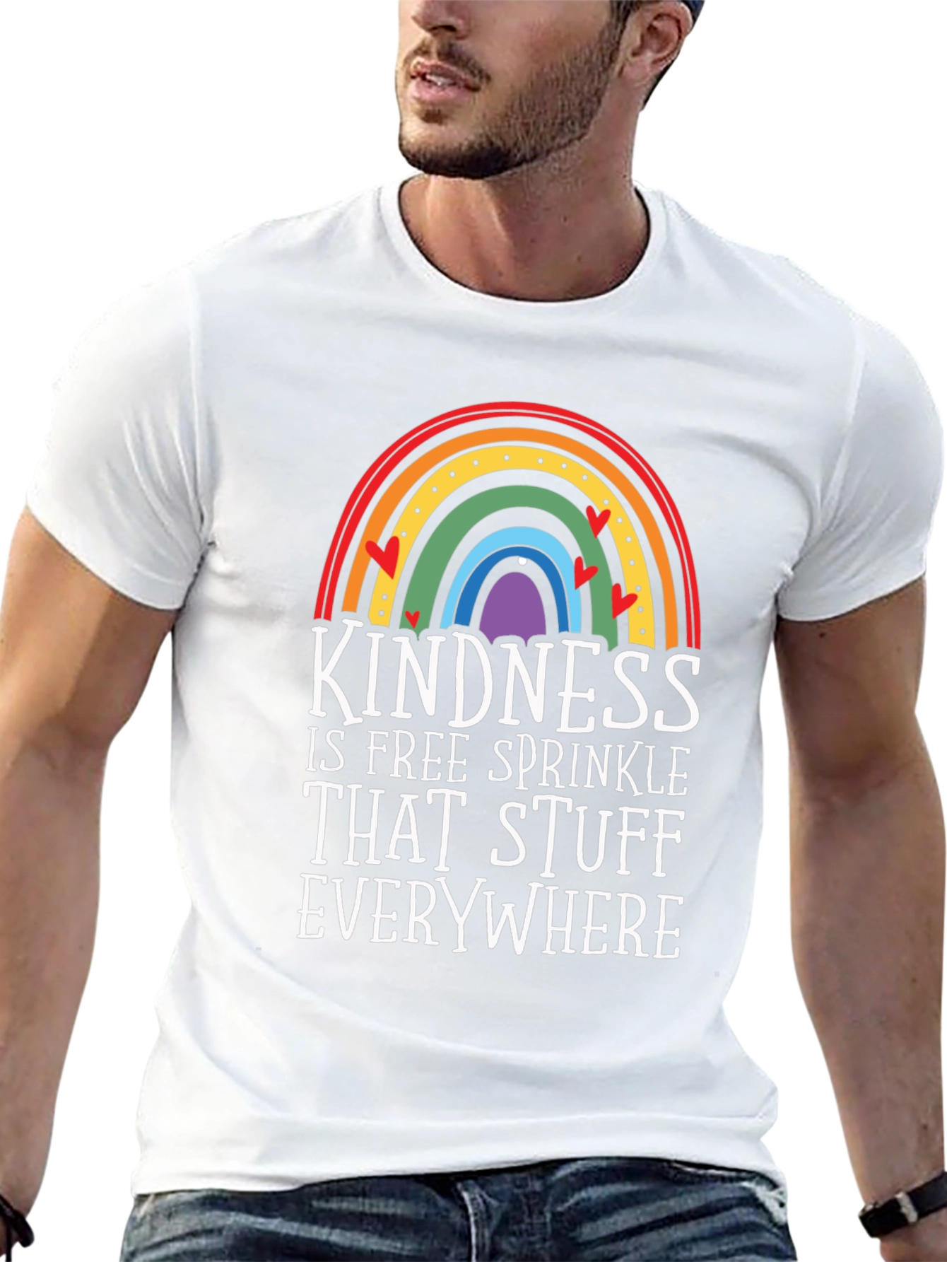 Black Kindness Rainbow Graphic Tee view 13