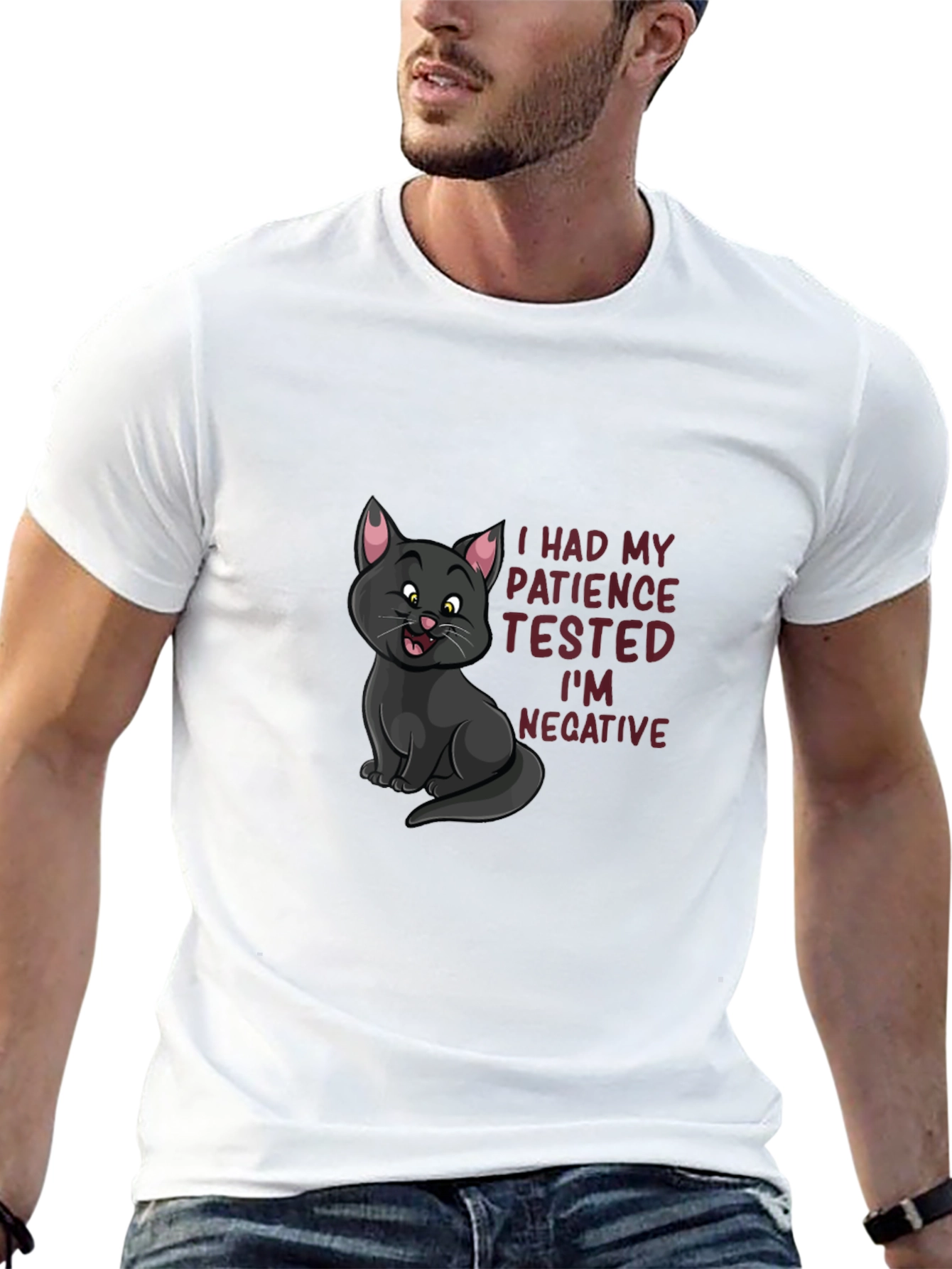 Black Patience Tested Negative Cat T-Shirt view 13