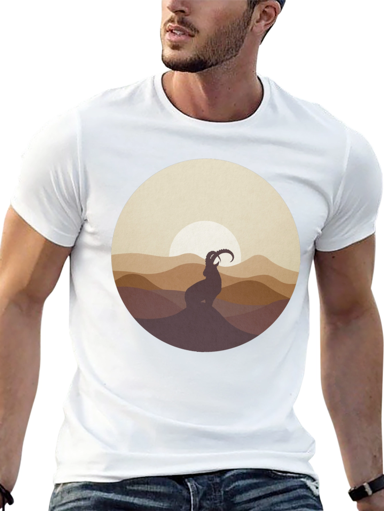 Black Mountain Goat Silhouette T-Shirt - Black view 13