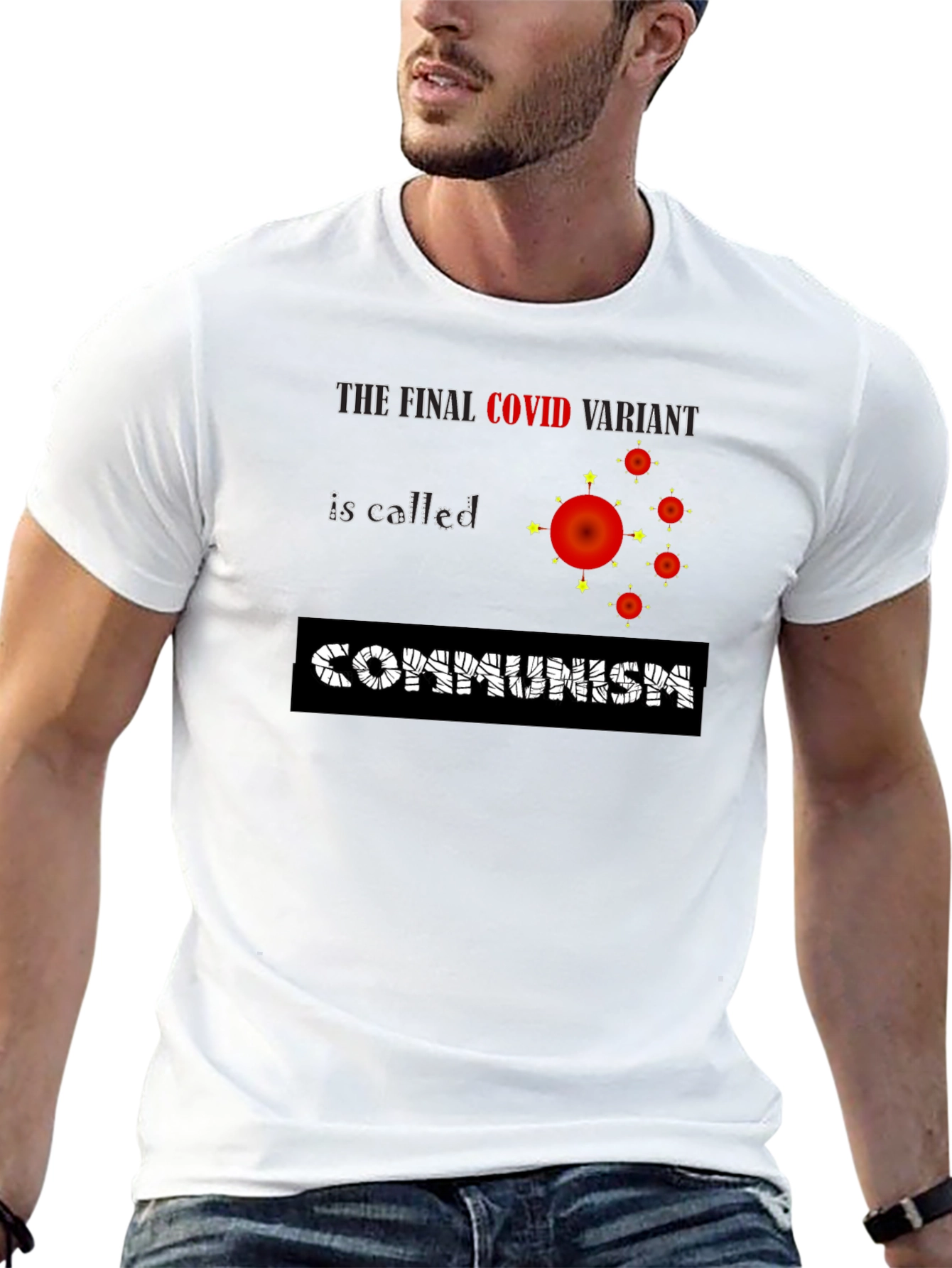 Black COVID Communism Black Graphic Tee view 13