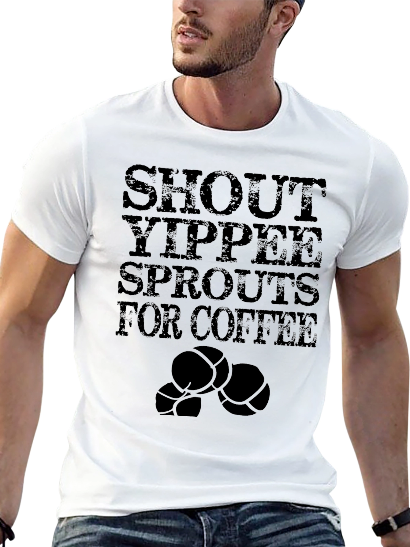Black Shout Yippee Sprouts for Coffee T-Shirt view 13