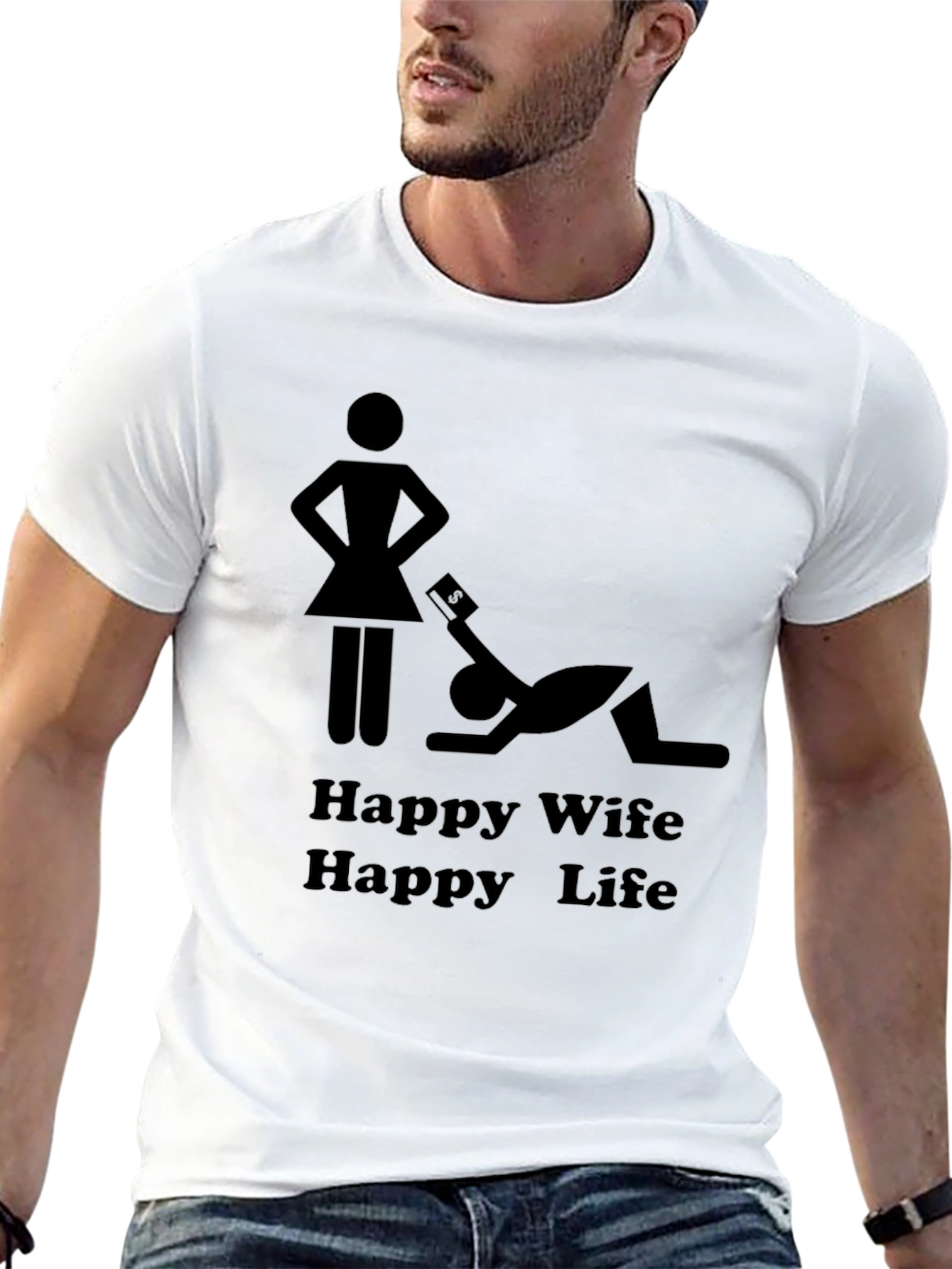 Black Happy Wife Happy Life Graphic Tee view 13
