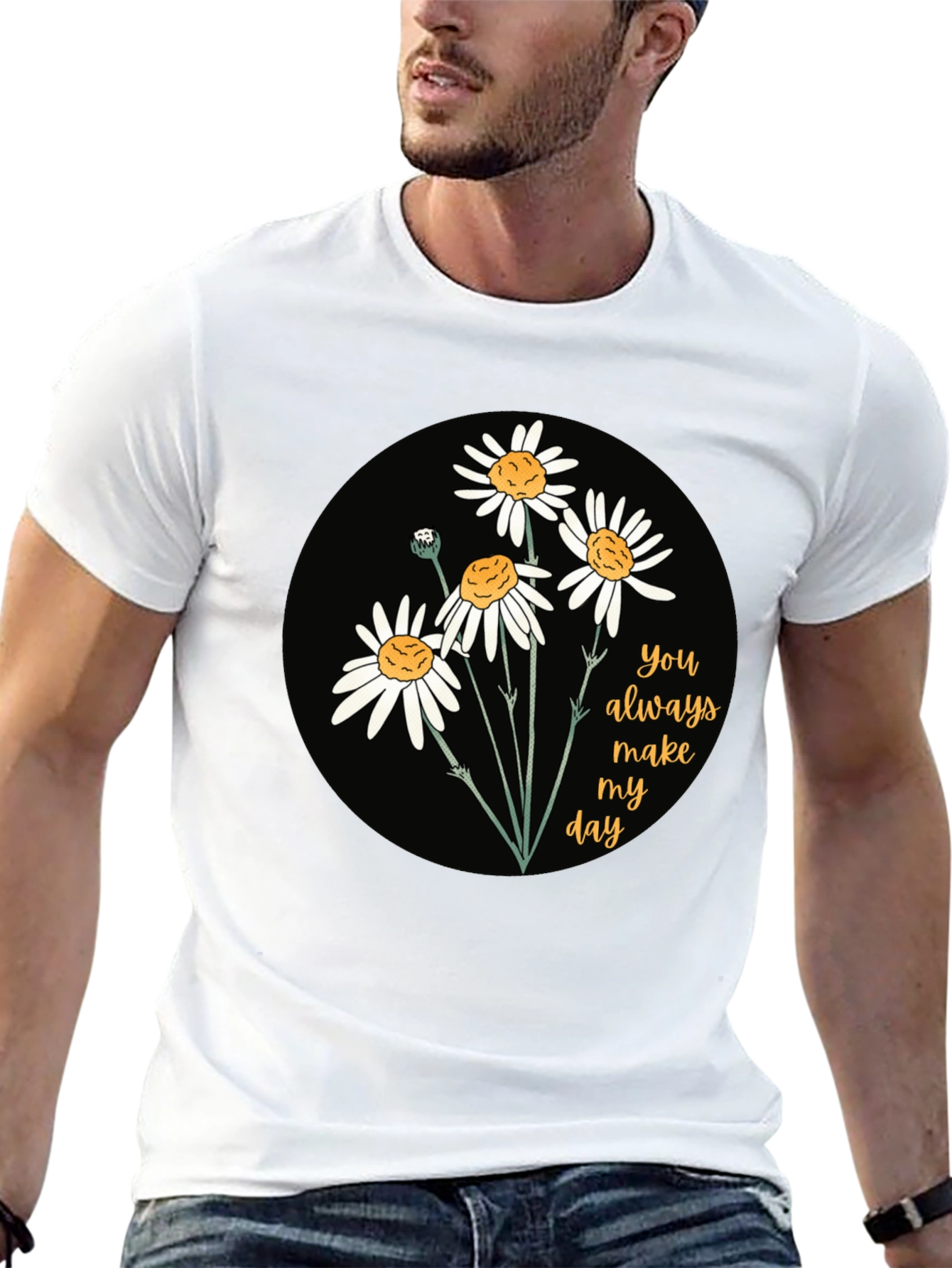 Black Floral Daisy T-Shirt: You Always Make My Day! view 13
