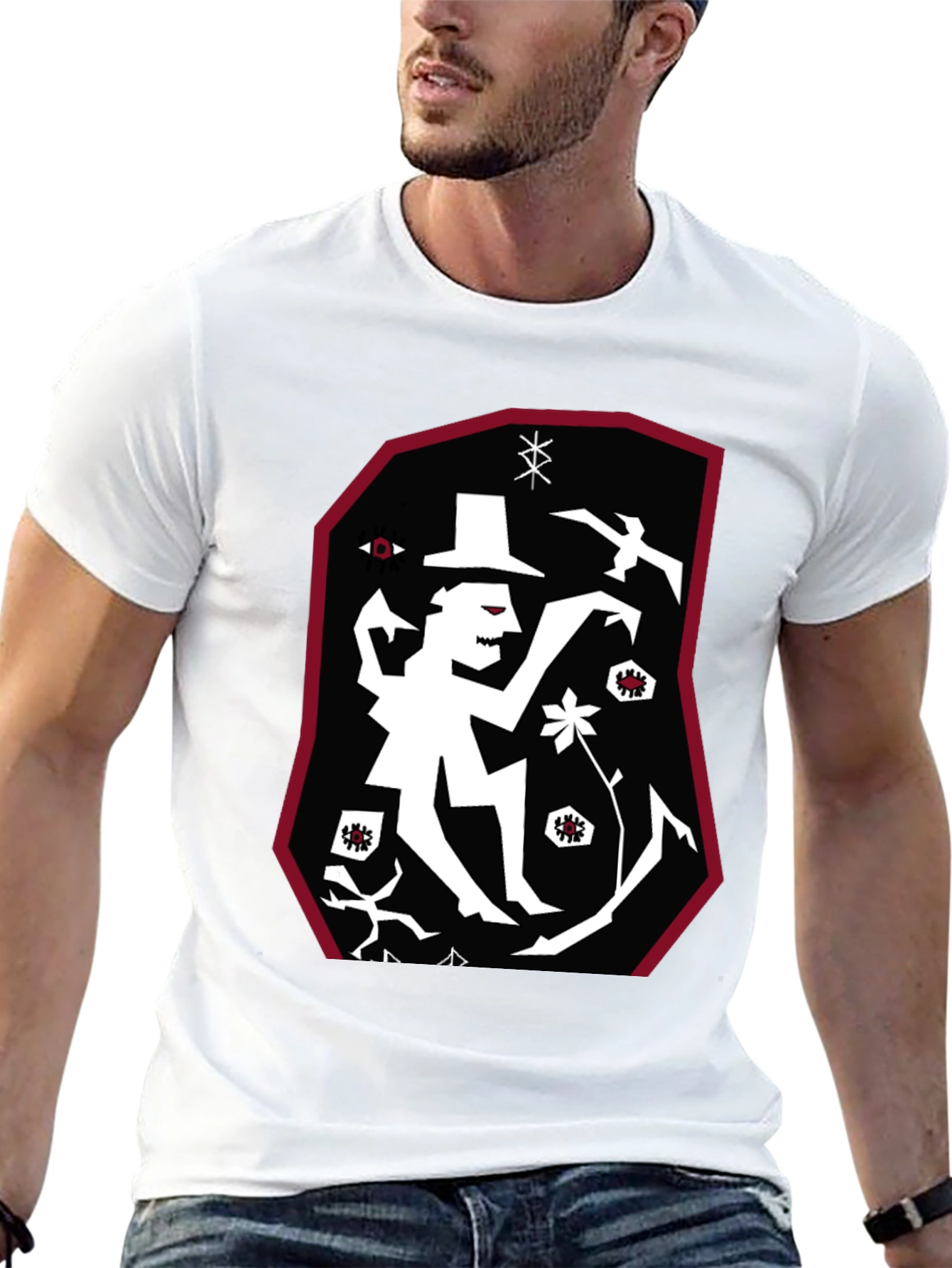 Black Unique Graphic Print T-Shirt - Eye-Catching Design view 13