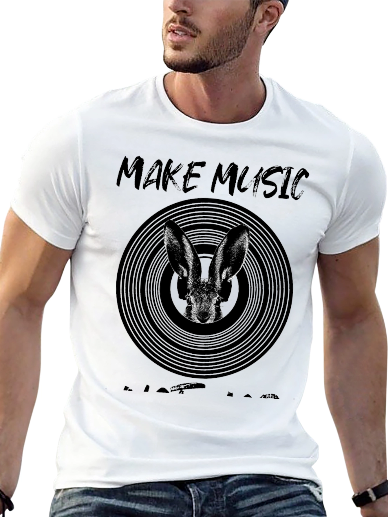 Black Make Music Not War Bunny T-Shirt view 13
