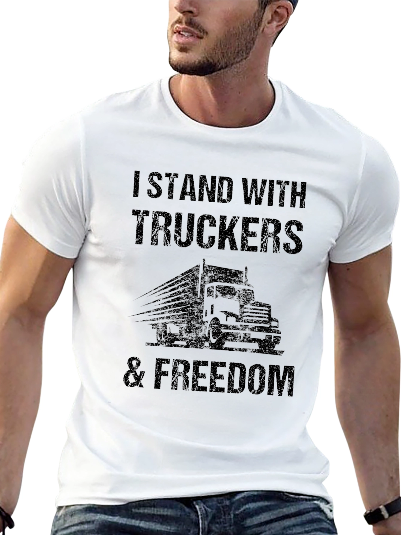 Black I Stand With Truckers & Freedom Tee view 13
