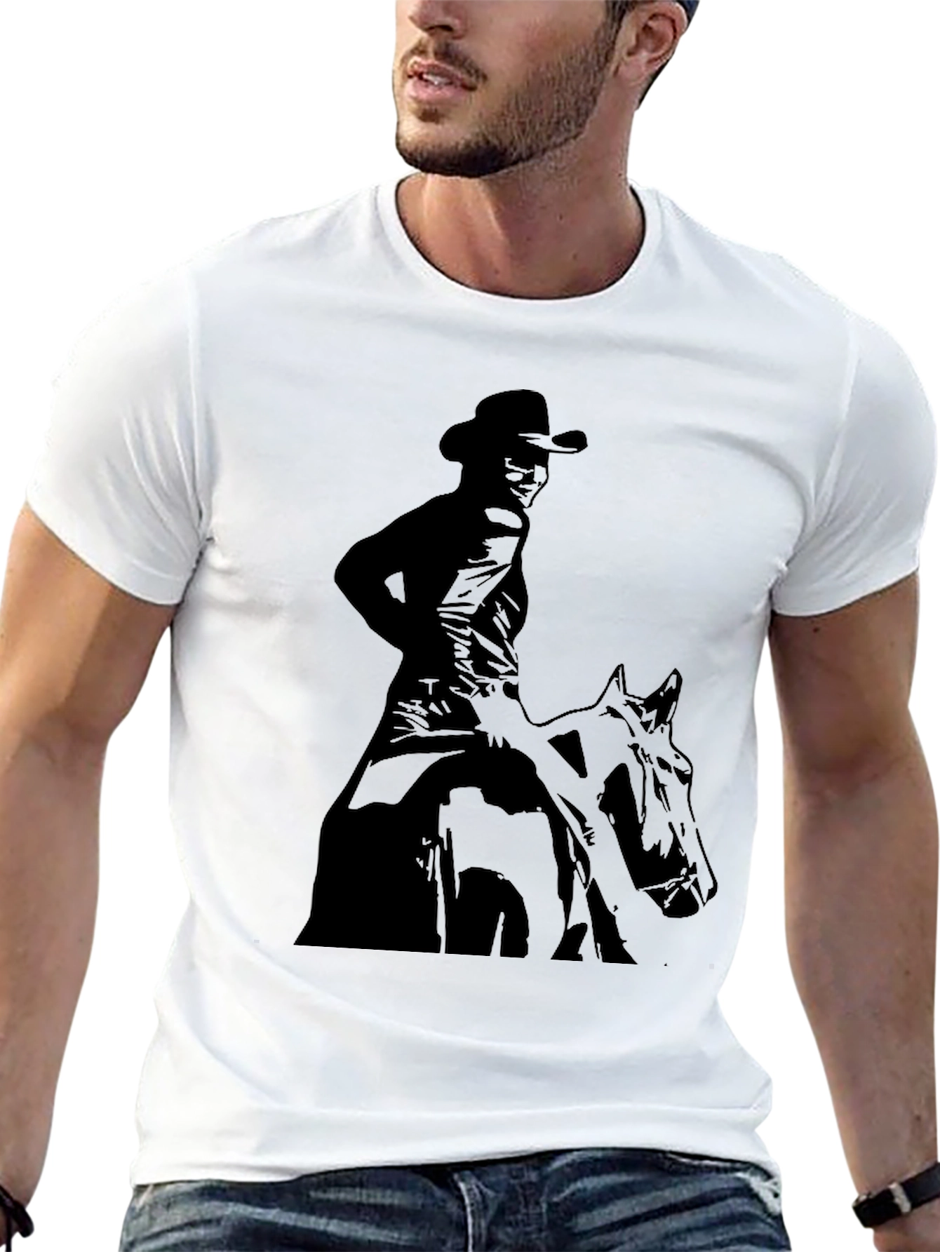 Black Cowboy Rider Graphic Black T-Shirt view 13