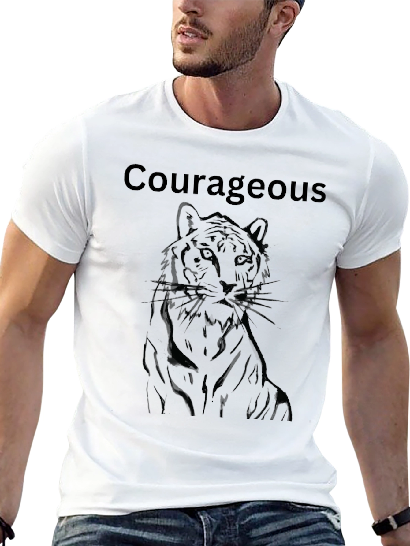 Black Courageous Tiger Graphic T-Shirt - Mens Black Tee view 13