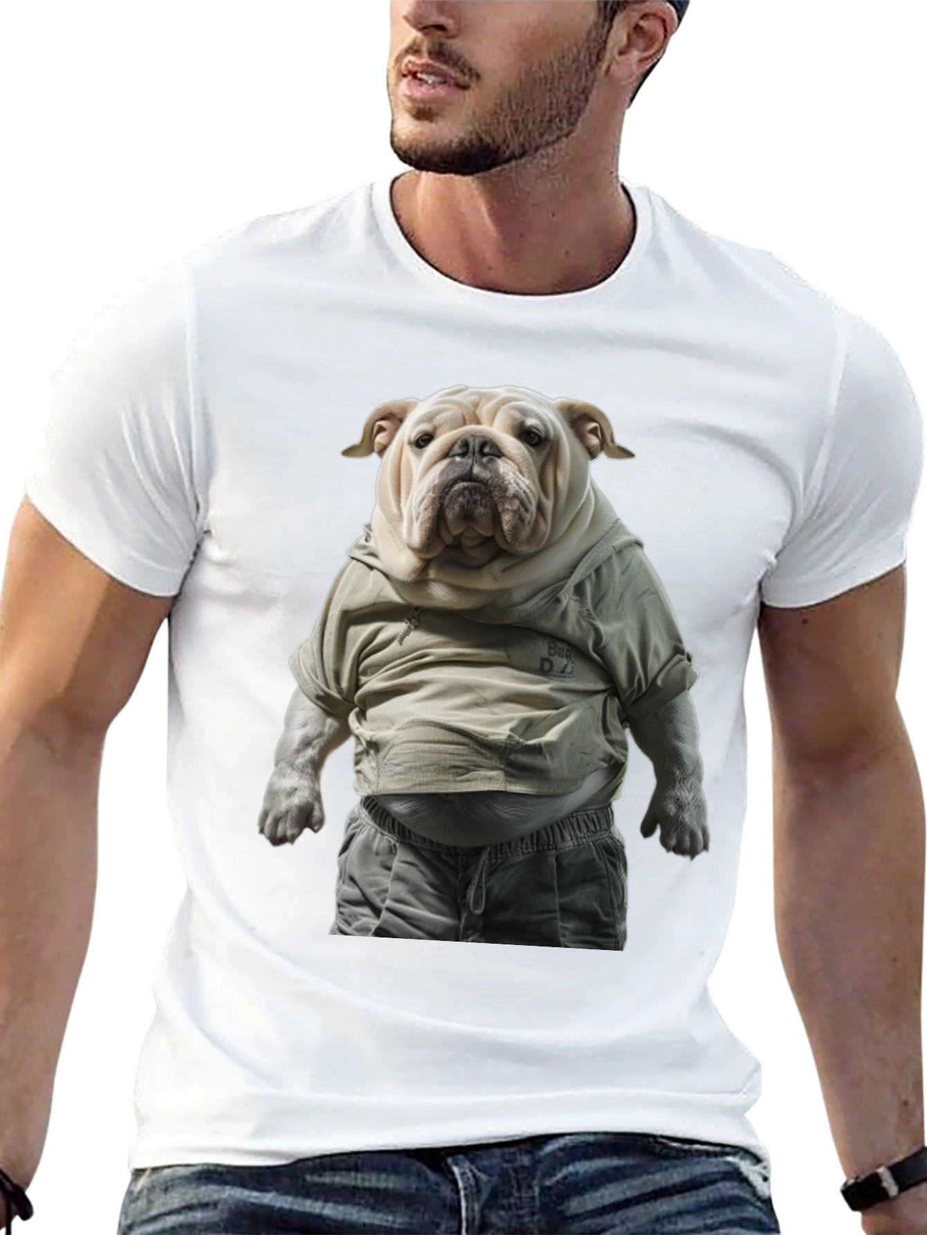 Black Bulldog in Hoodie Graphic Tee view 13