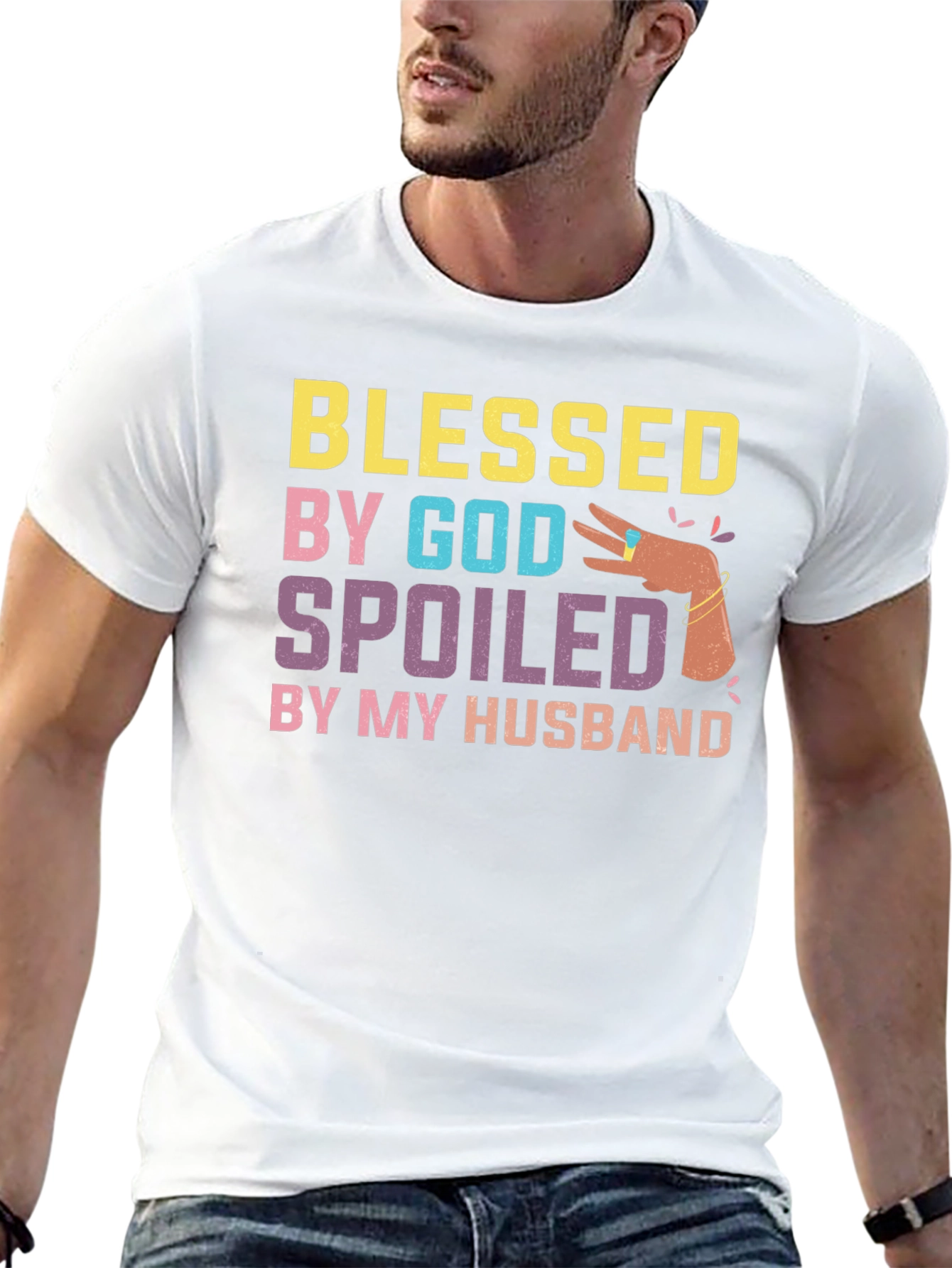 Black Blessed by God Spoiled by my Husband T-Shirt view 13