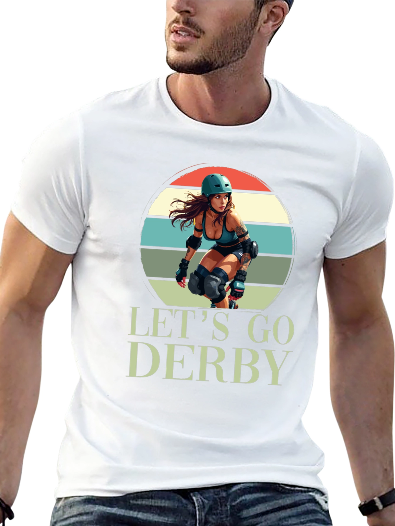 Black Let's Go Derby T-Shirt Roller Girl Retro Style view 13
