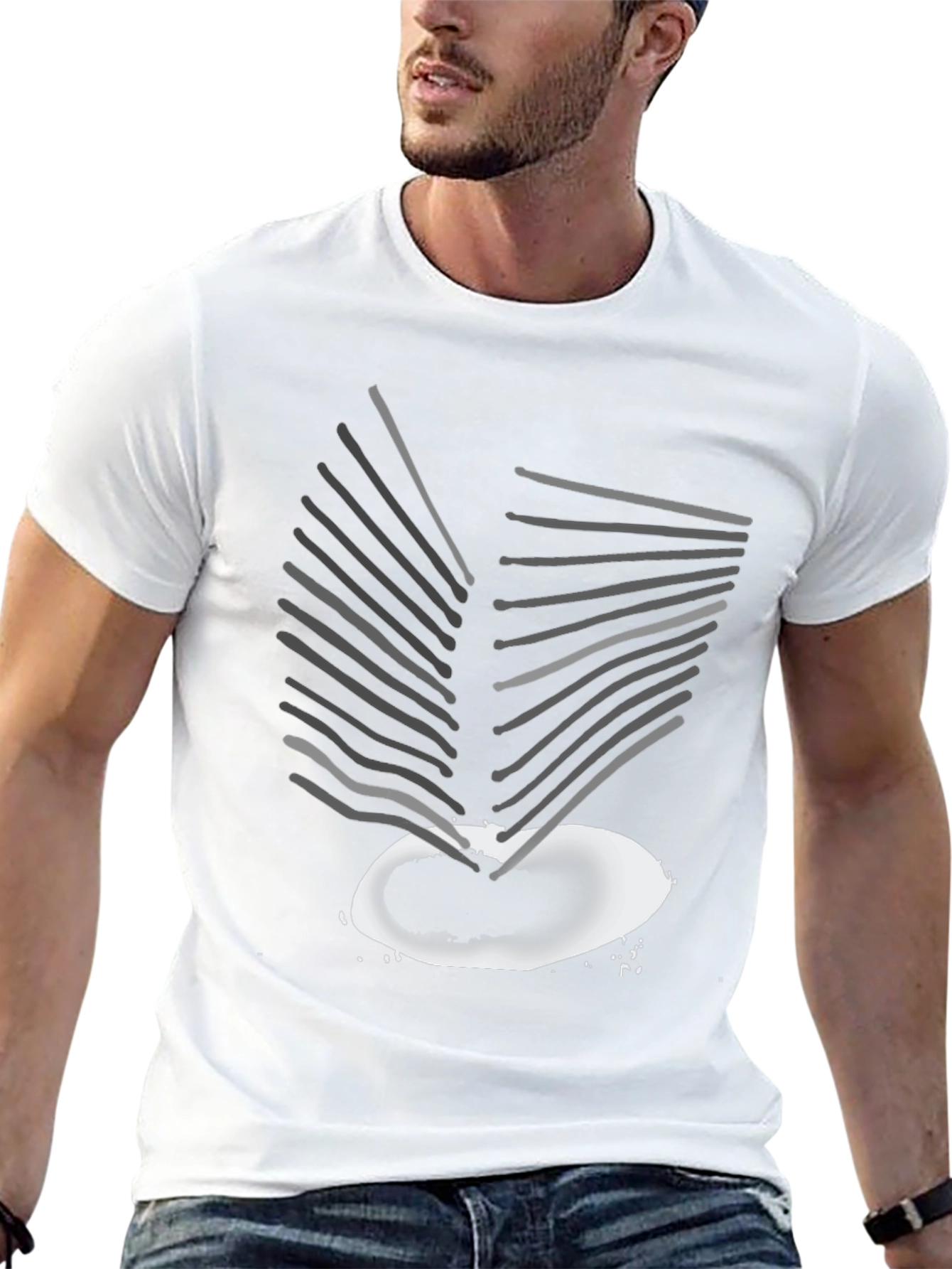 Black Abstract Graphic Print Tee - Modern Art Shirt view 13