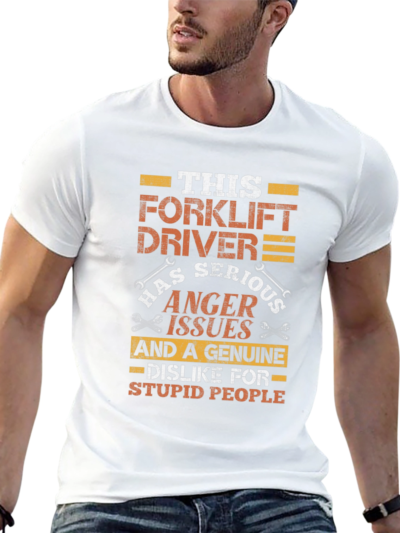 Black Forklift Driver Anger Issues Funny T-Shirt view 13