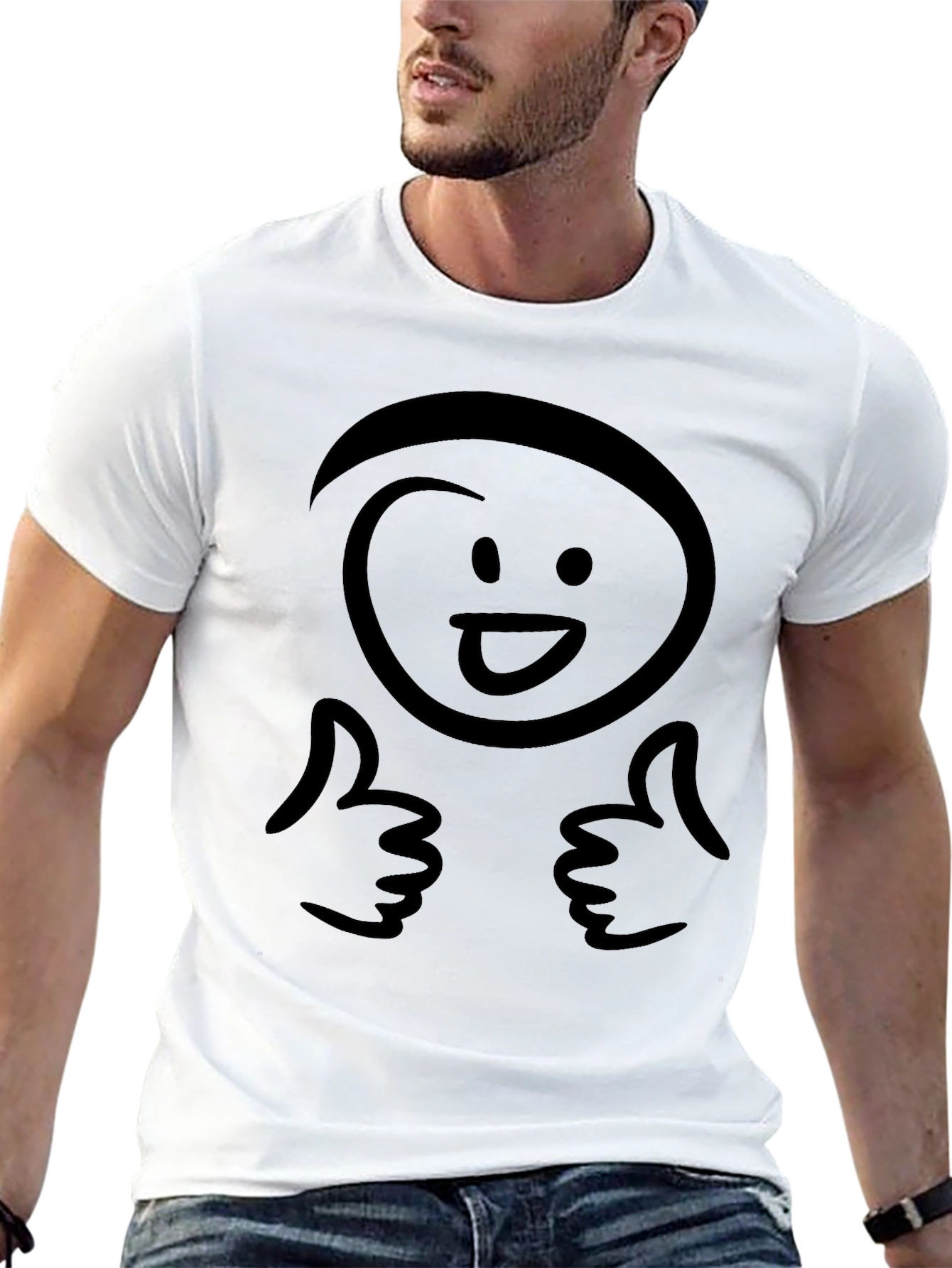 Black Funny Smiley Face Thumbs Up Black T-Shirt view 13
