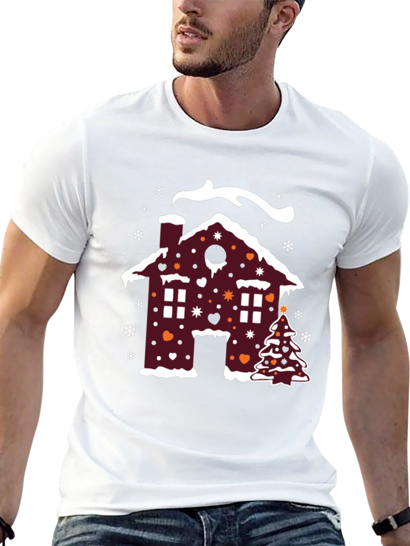 Festive Holiday Gingerbread House Christmas T-Shirt - 13