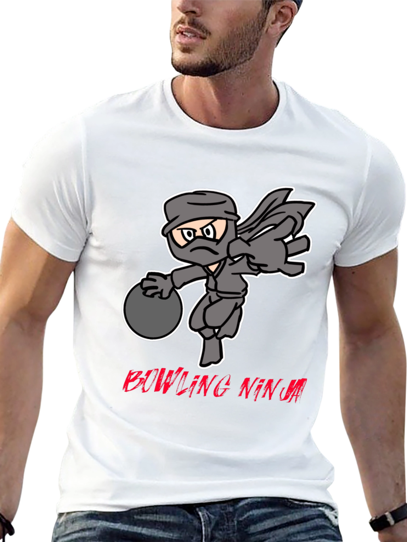 Black Bowling Ninja Graphic Tee - Strike with Stealth! view 13