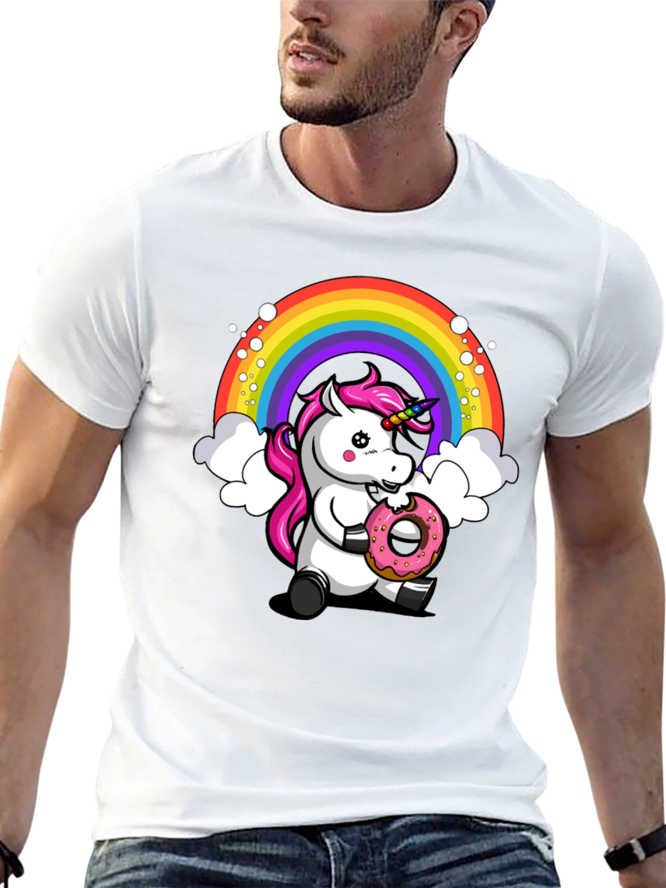 Black Unicorn Donut T-Shirt - Rainbow Graphic Tee view 13