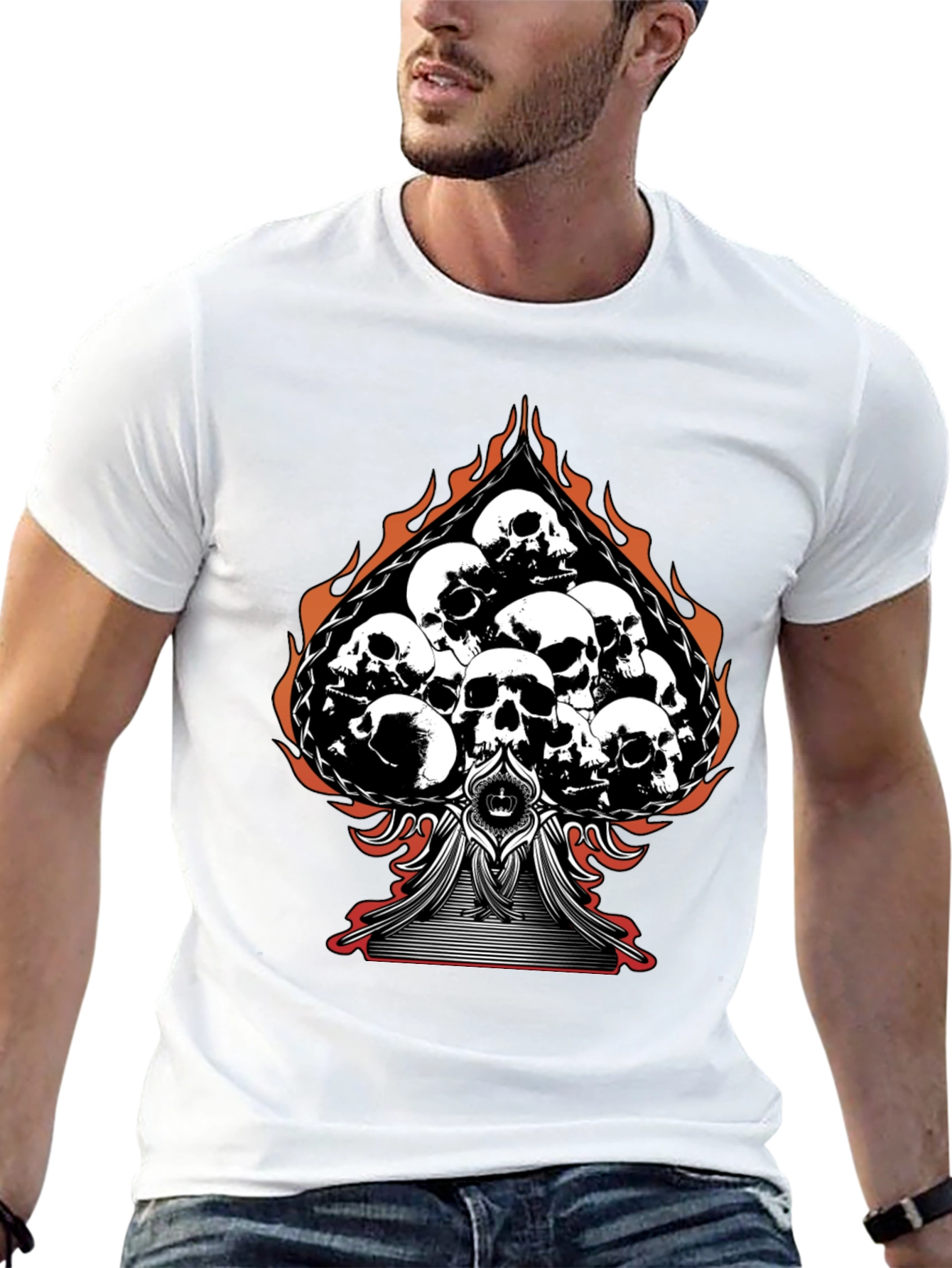 Black Skull Spade Graphic Tee - Black view 13